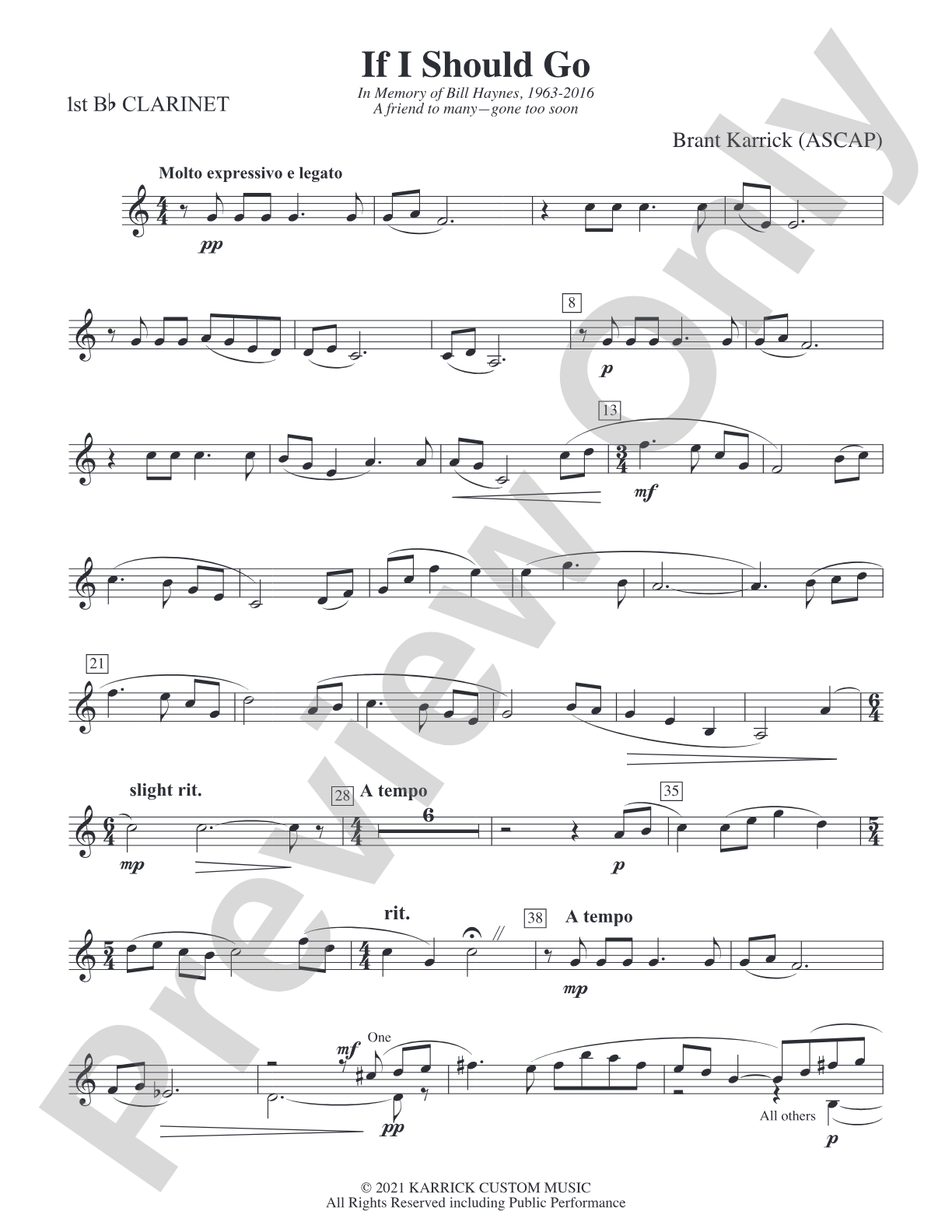 If I Should Go: 1st B-flat Clarinet