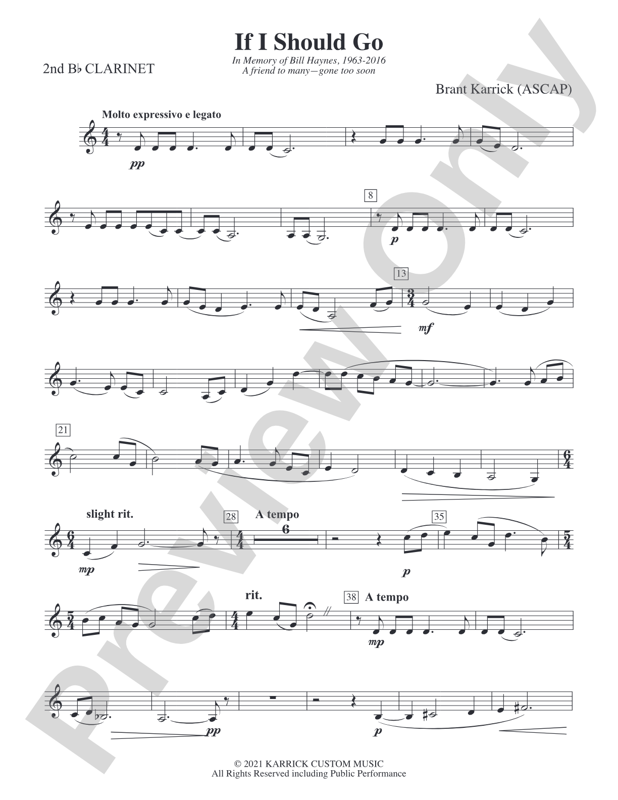 If I Should Go: 2nd B-flat Clarinet