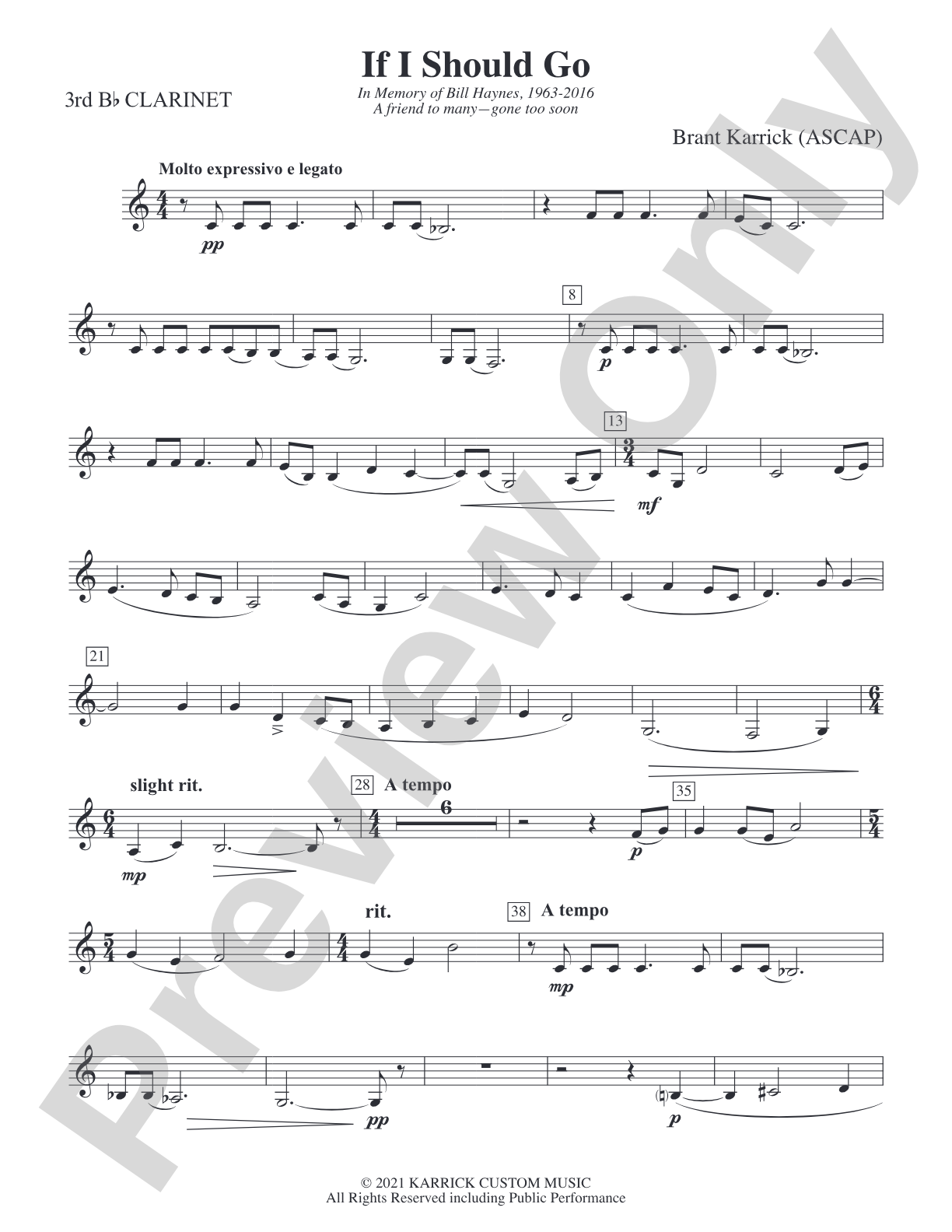 If I Should Go: 3rd B-flat Clarinet