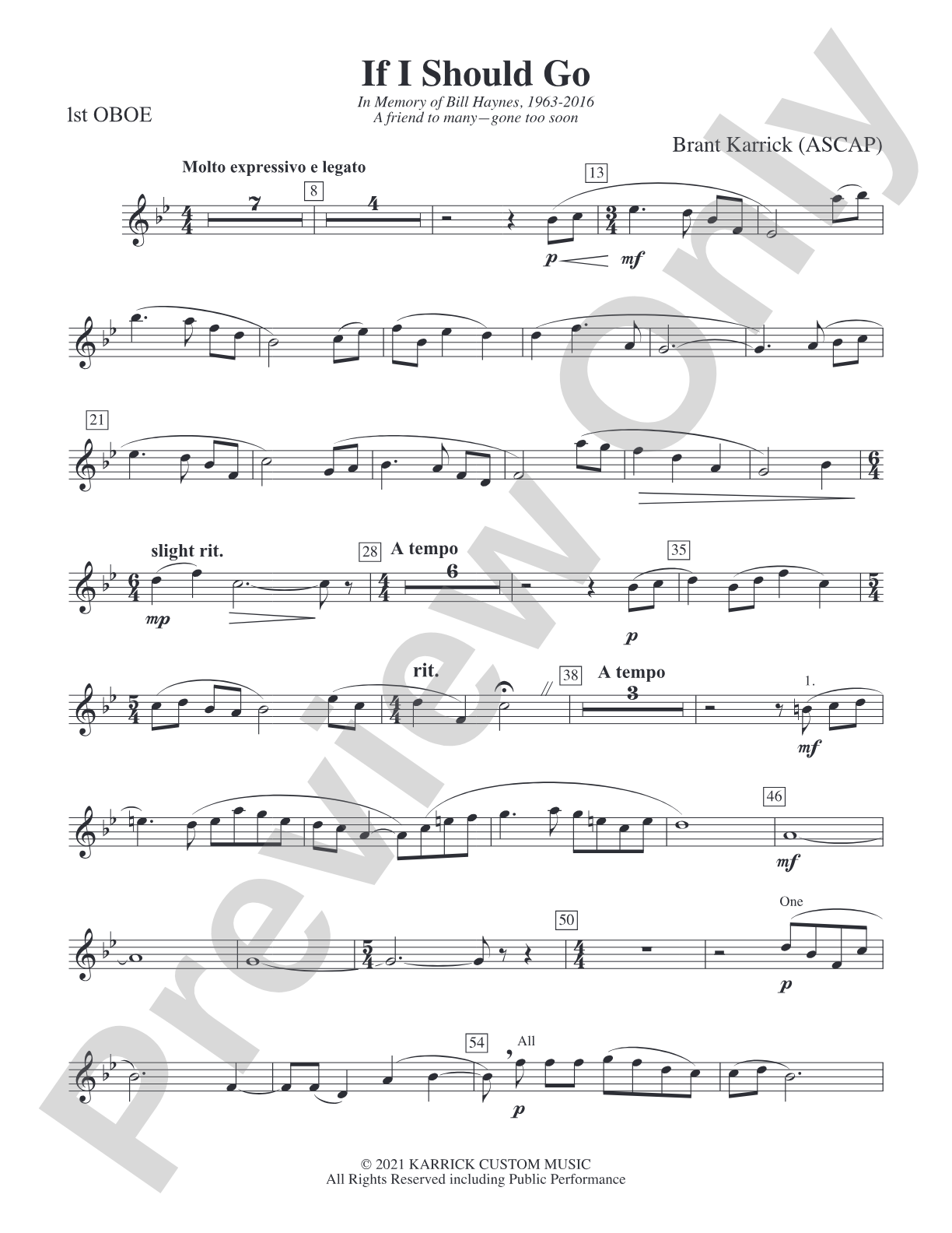 If I Should Go: Oboe