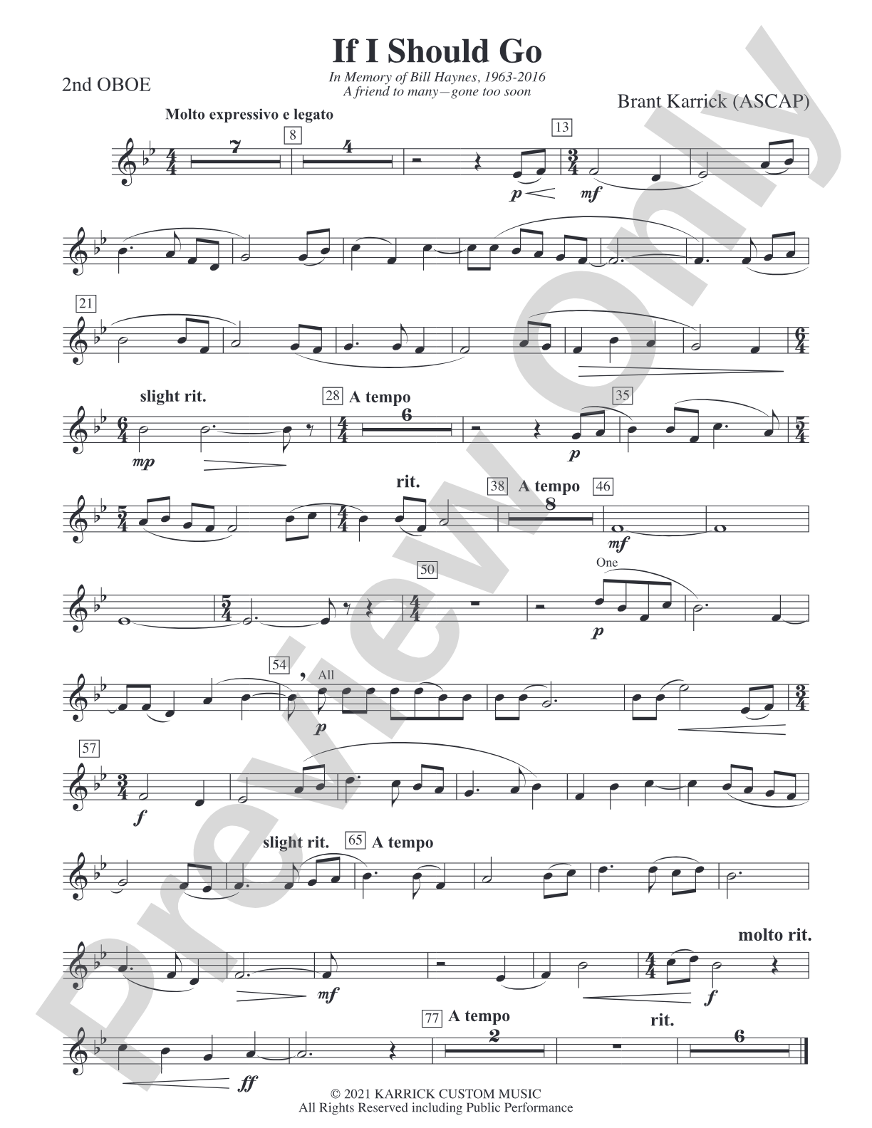 If I Should Go: 2nd Oboe