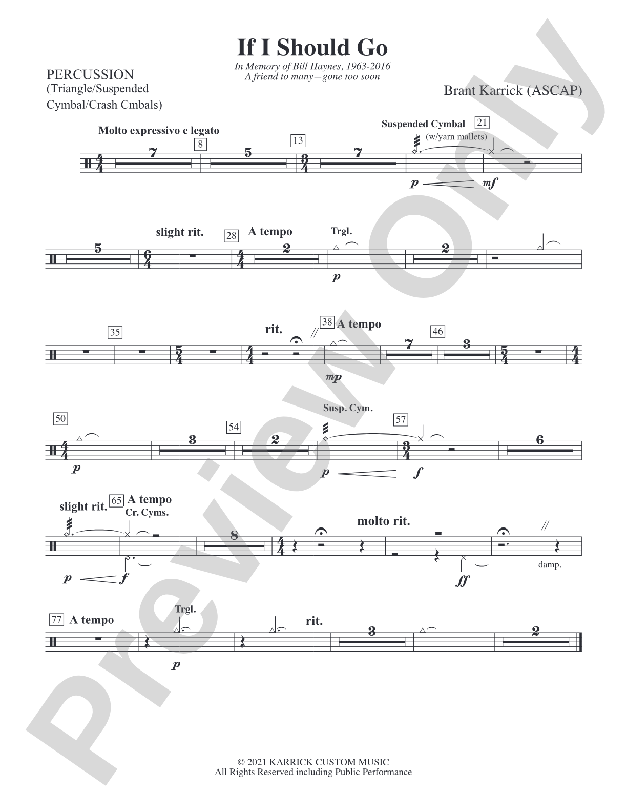 If I Should Go: 1st Percussion