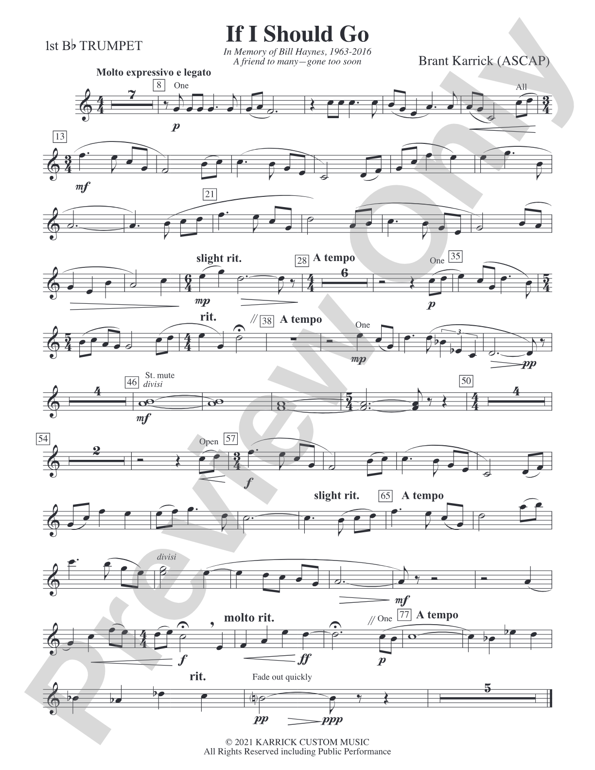 If I Should Go: 1st B-flat Trumpet