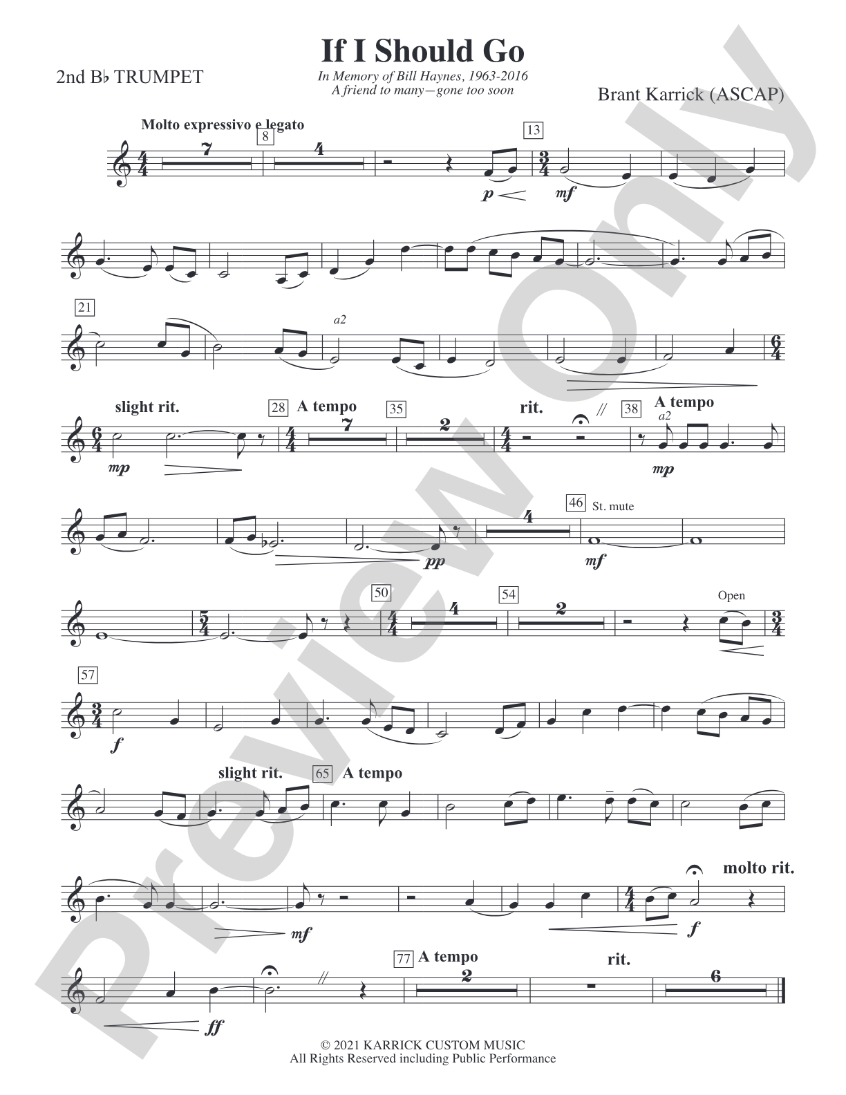 If I Should Go: 2nd B-flat Trumpet