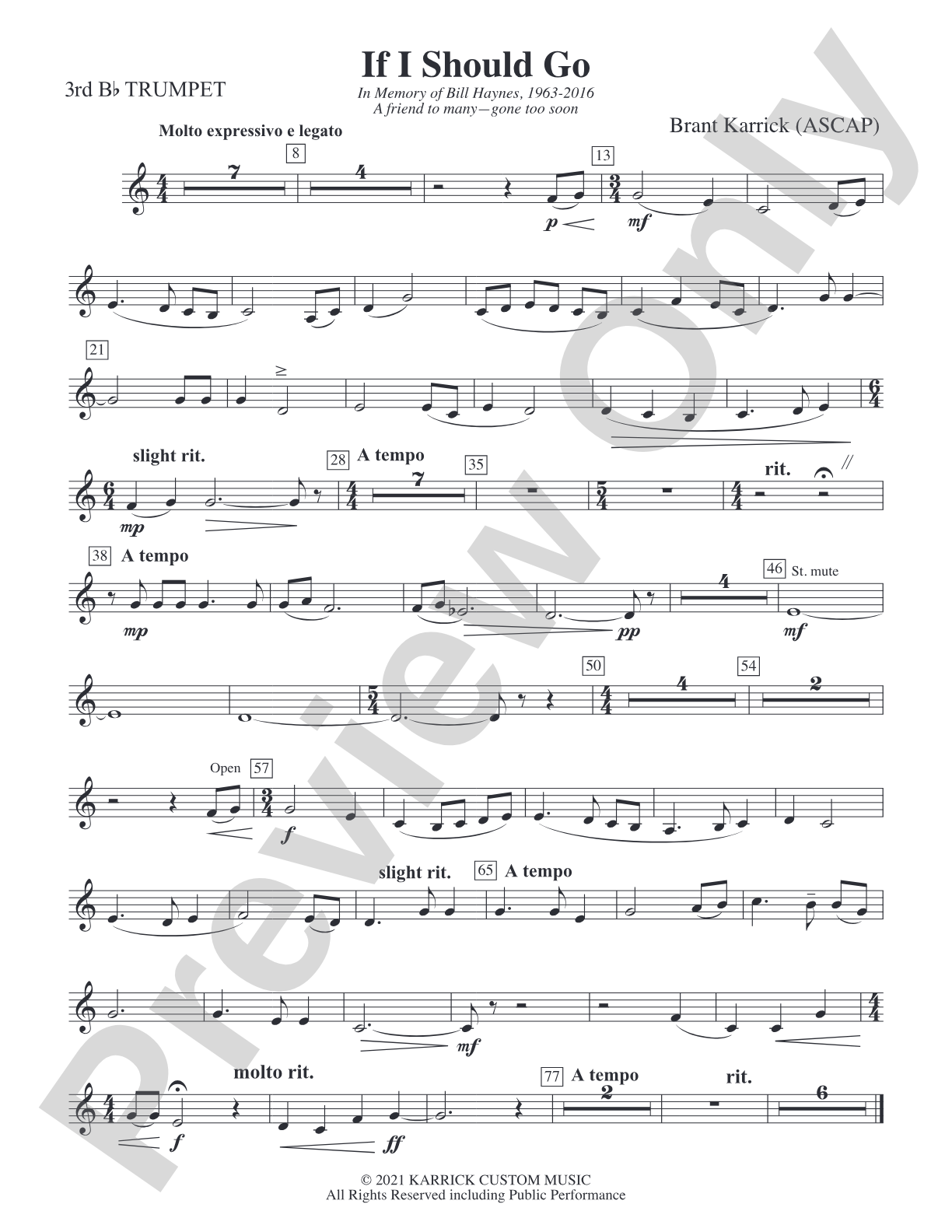 If I Should Go: 3rd B-flat Trumpet