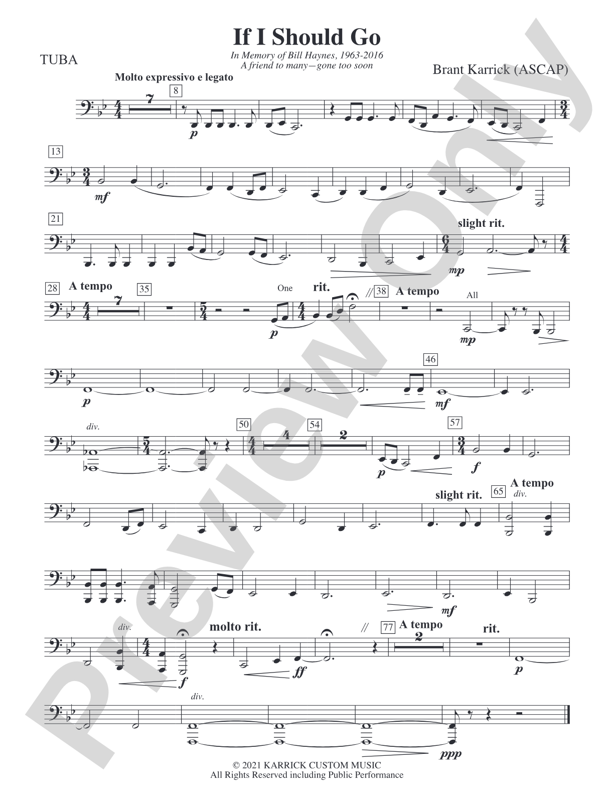 If I Should Go: Tuba