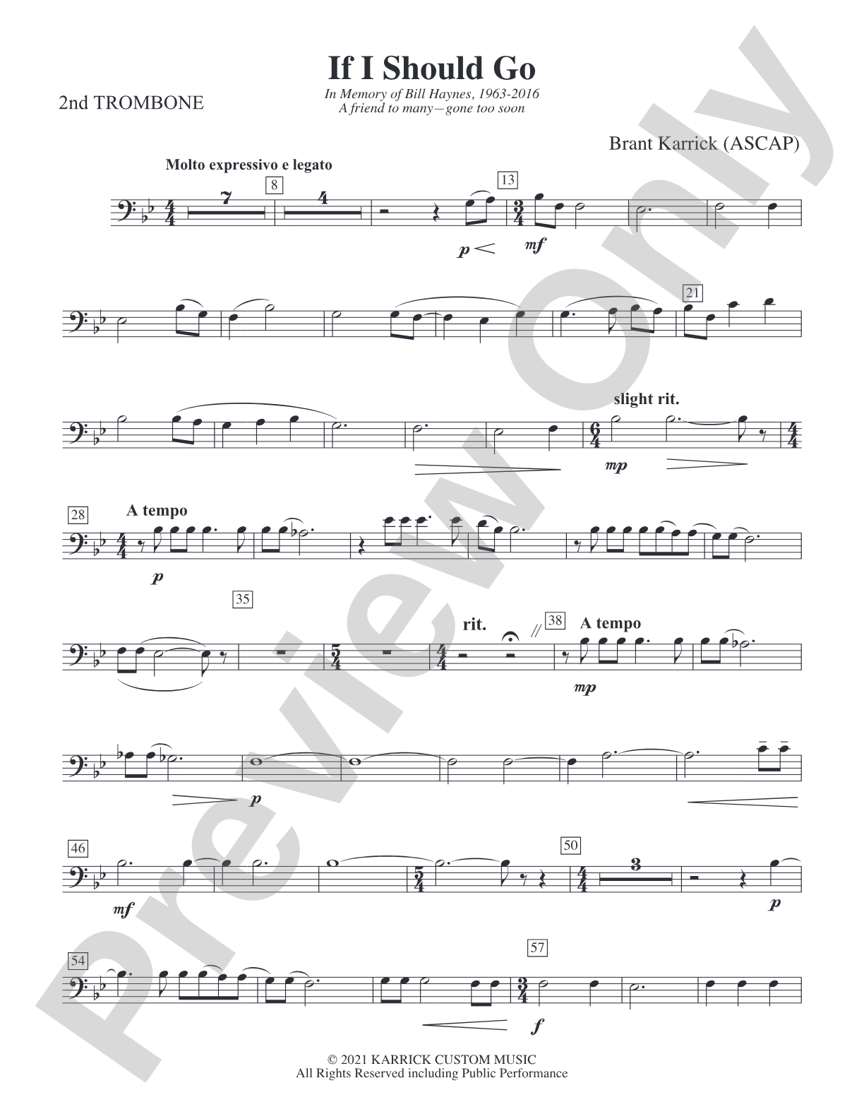 If I Should Go: 2nd Trombone