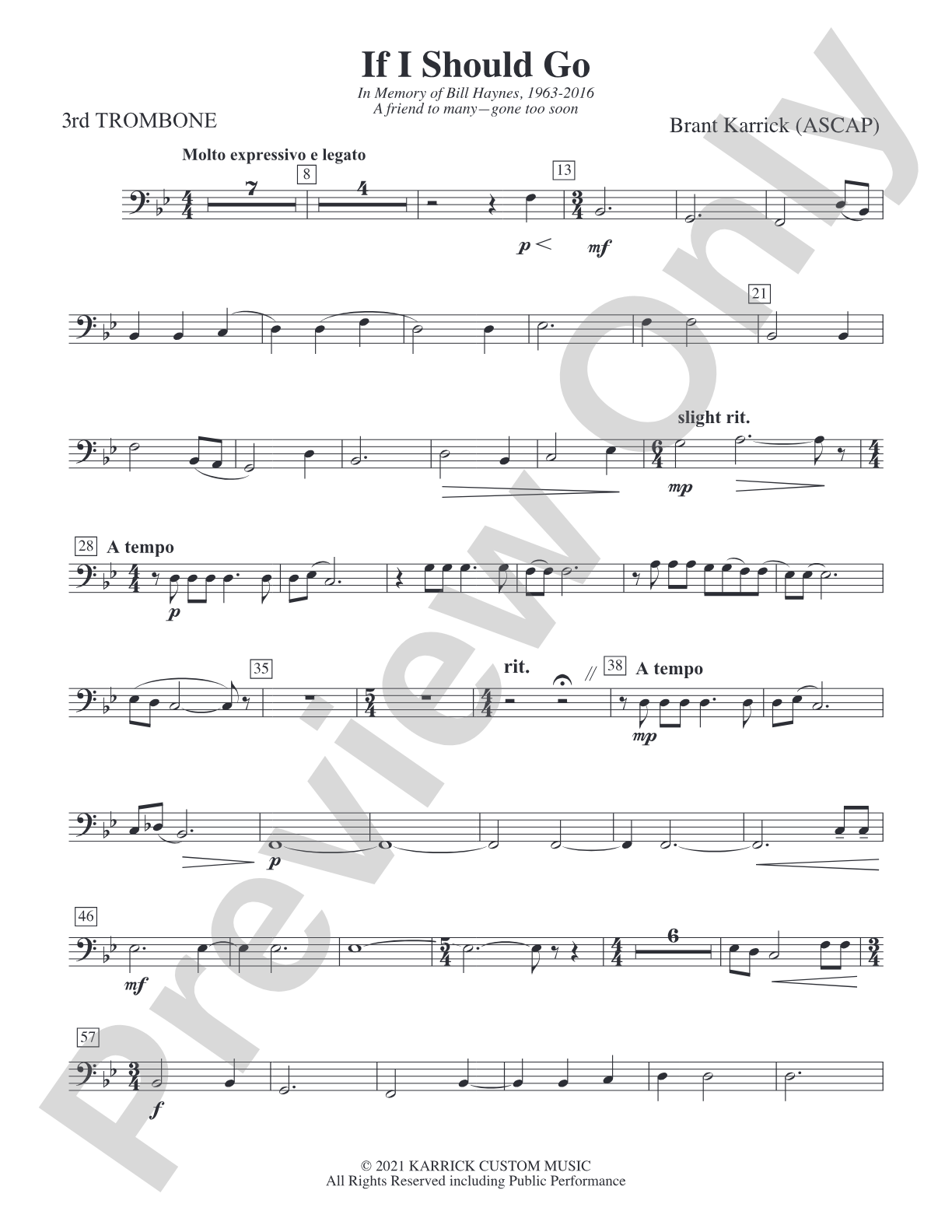 If I Should Go: 3rd Trombone