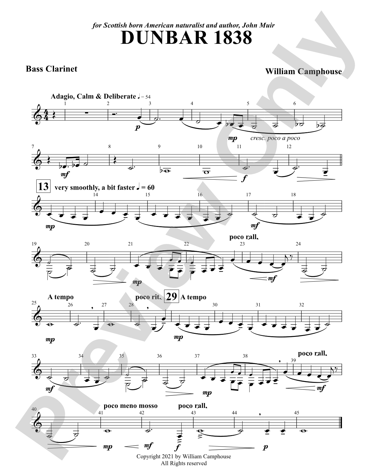 Dunbar 1838: Bass Clarinet 1