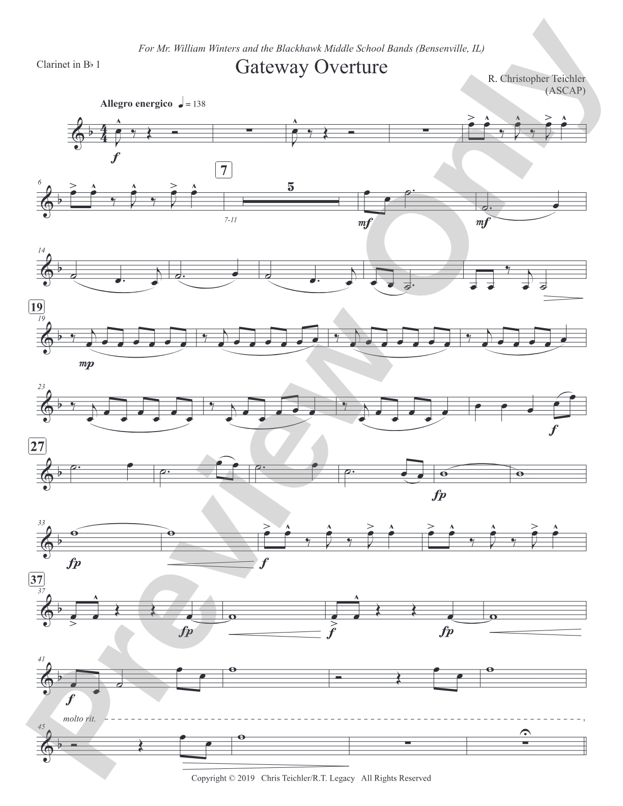 Gateway Overture: 1st B-flat Clarinet