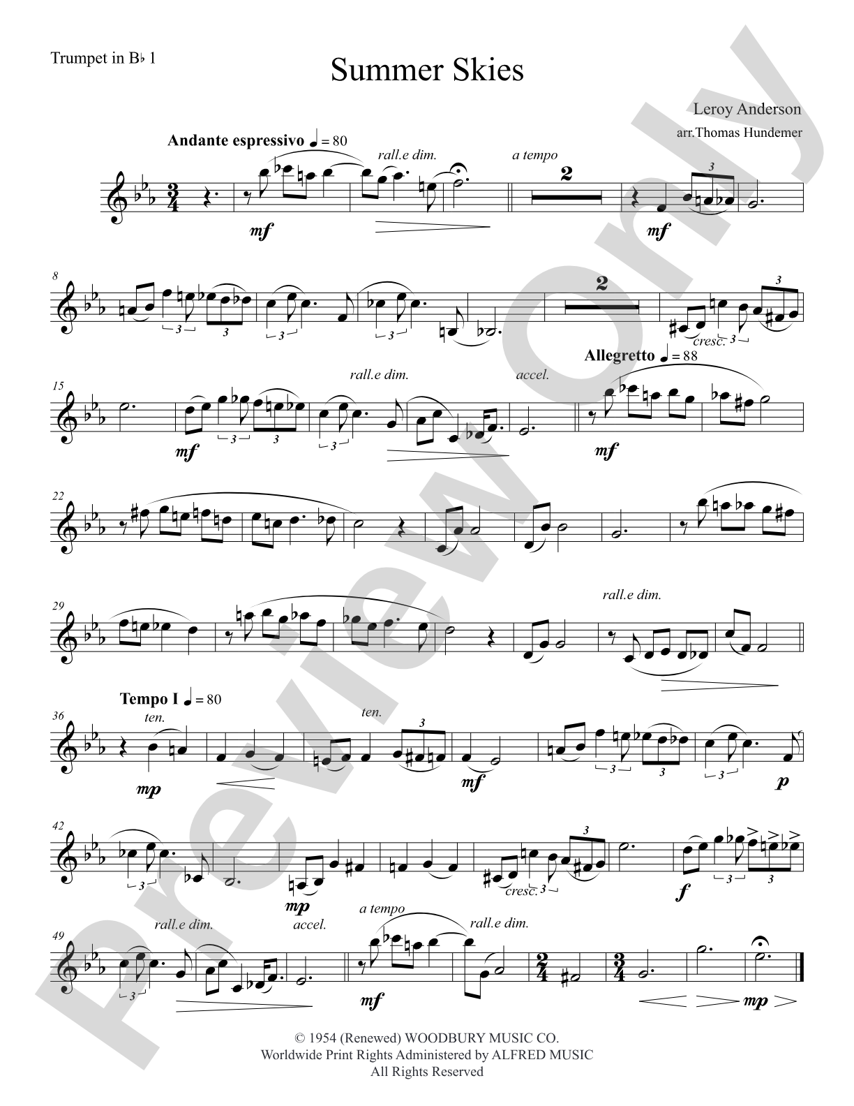 Summer Skies: 1st B-flat Trumpet