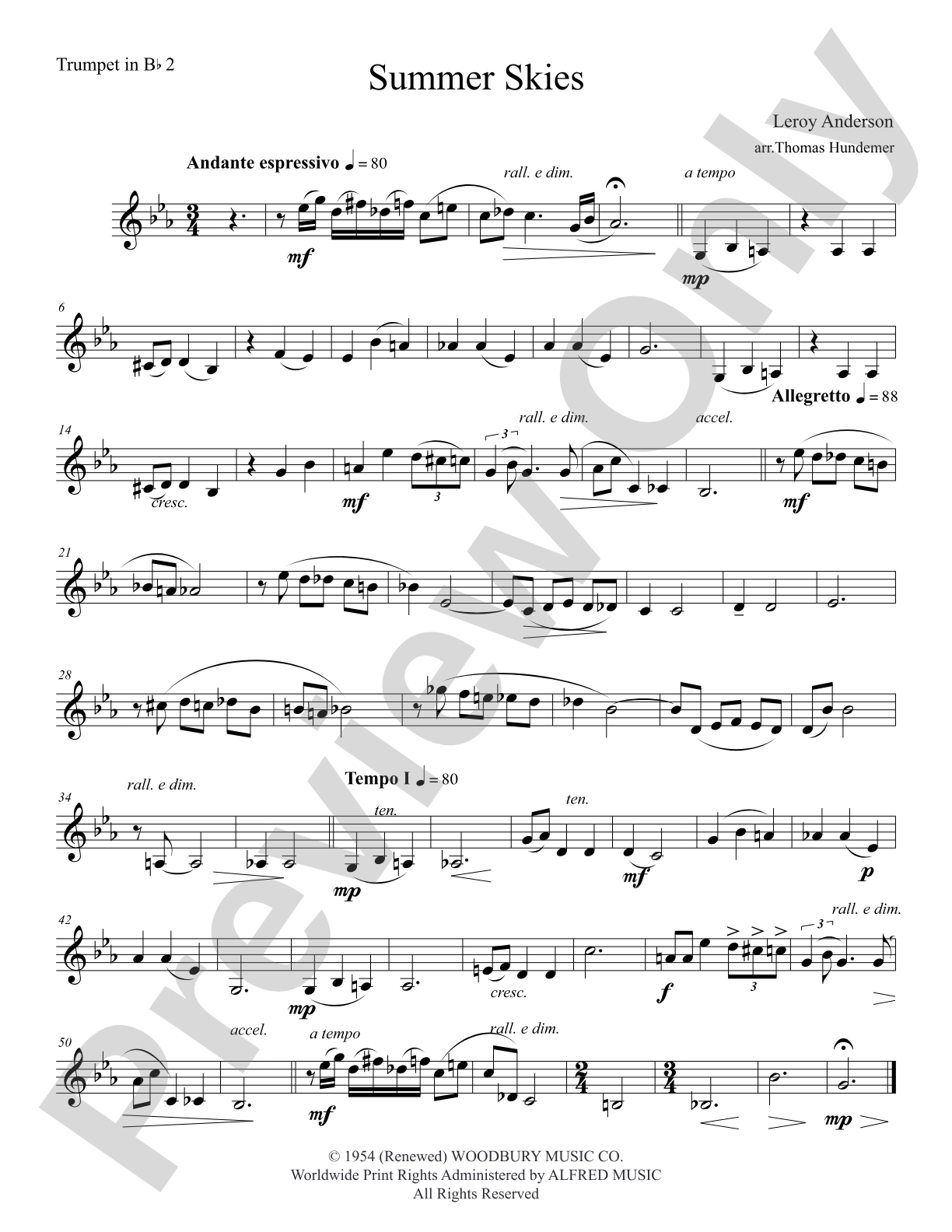 Summer Skies: 2nd B-flat Trumpet