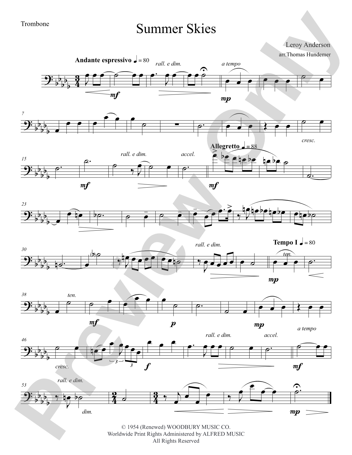 Summer Skies: 1st Trombone