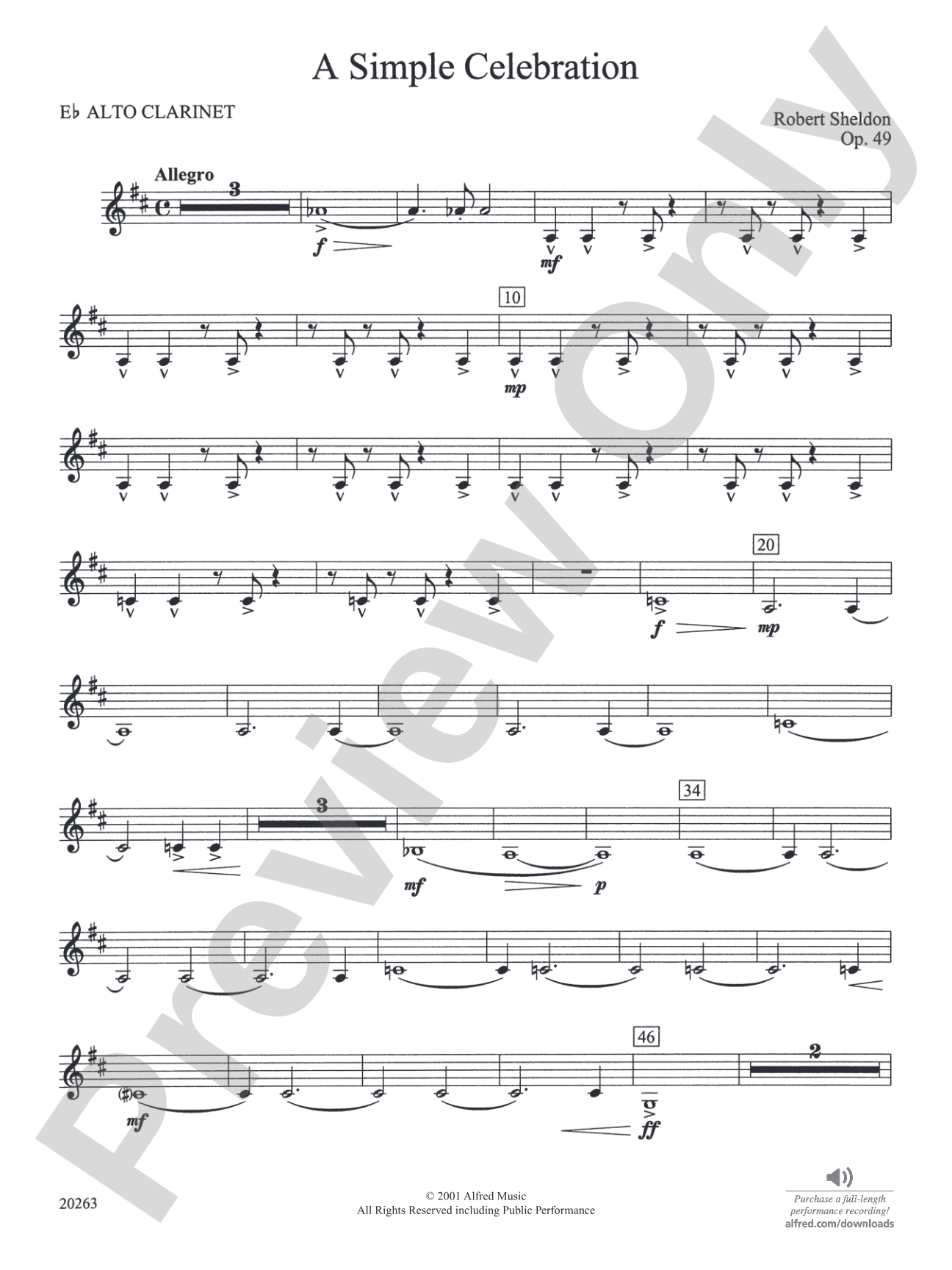 A Simple Celebration: E-flat Alto Clarinet