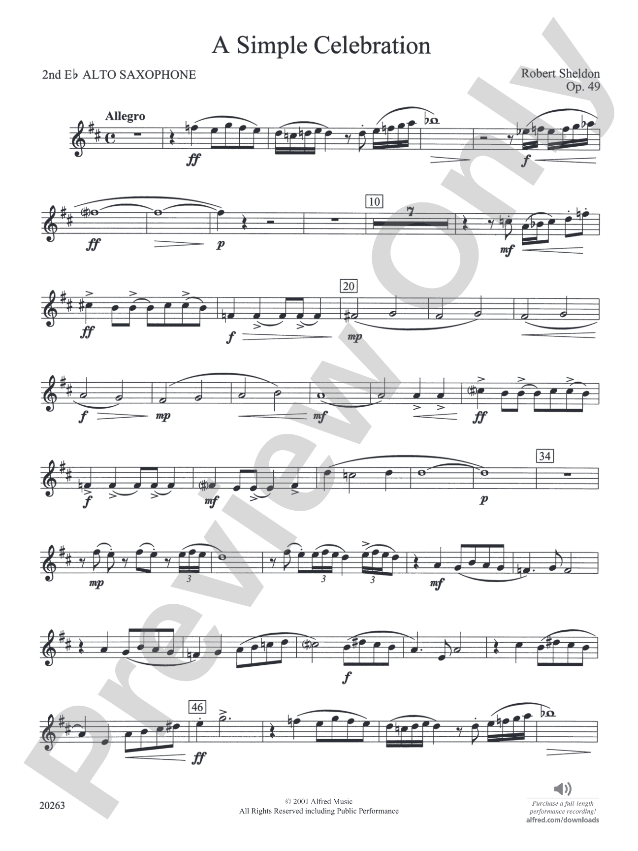 A Simple Celebration: 2nd E-flat Alto Saxophone