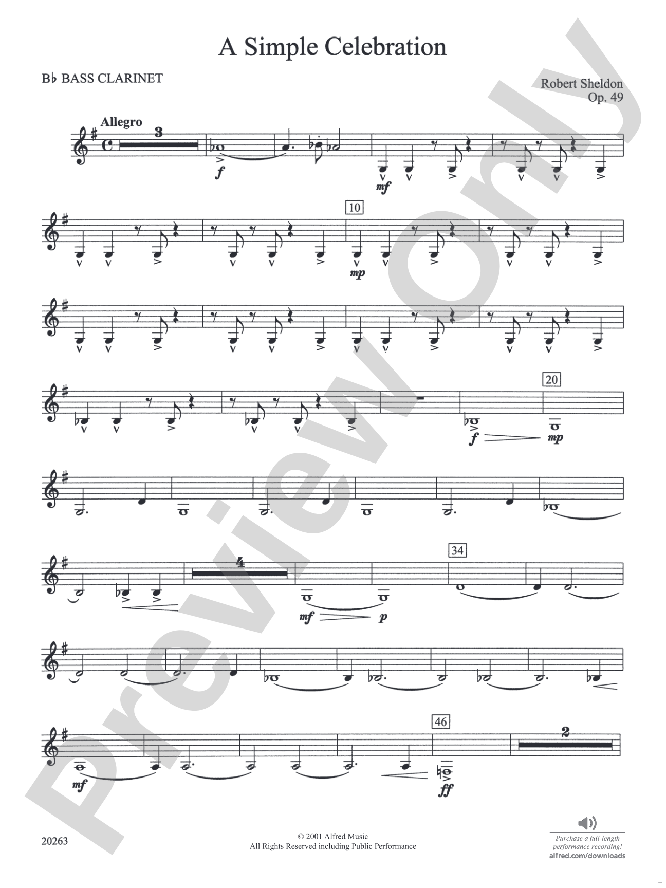A Simple Celebration: B-flat Bass Clarinet