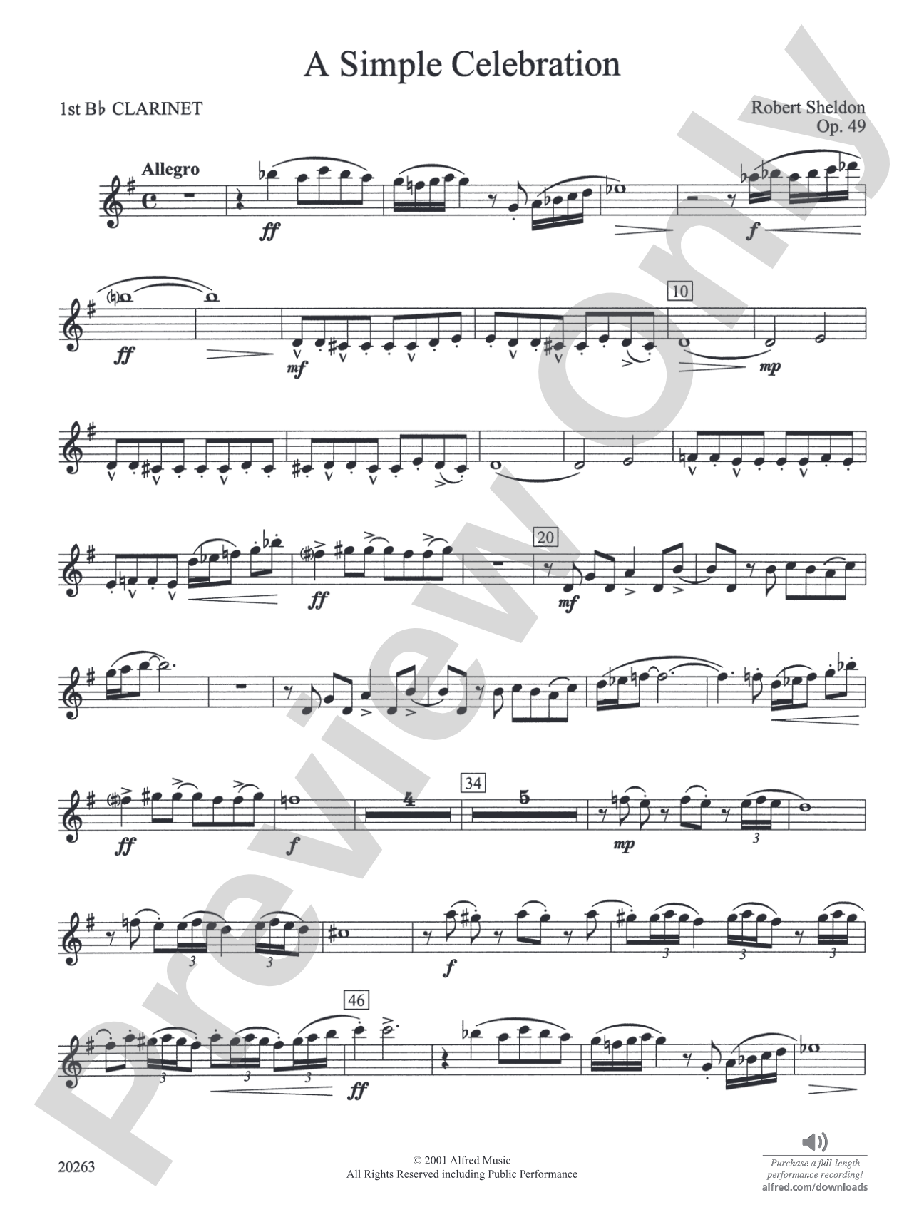 A Simple Celebration: 1st B-flat Clarinet