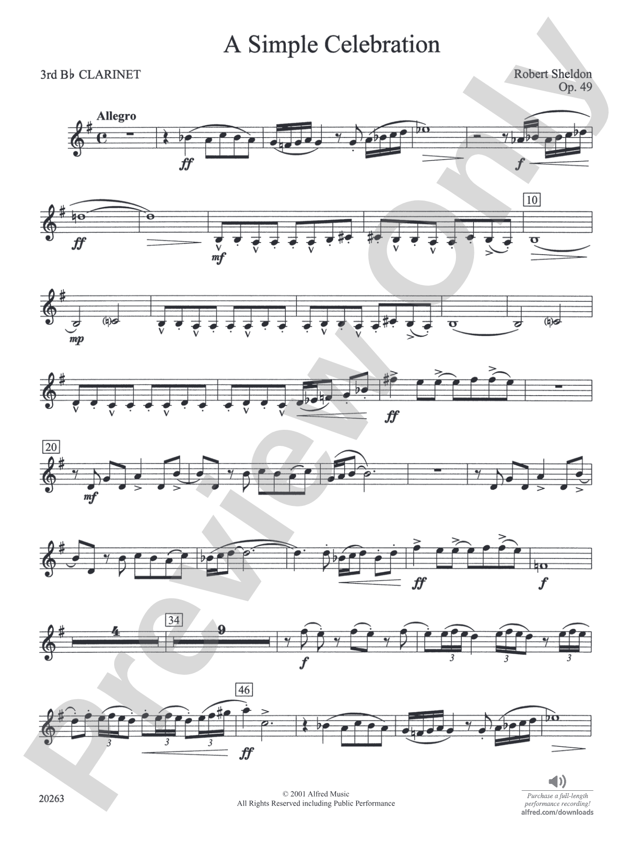 A Simple Celebration: 3rd B-flat Clarinet