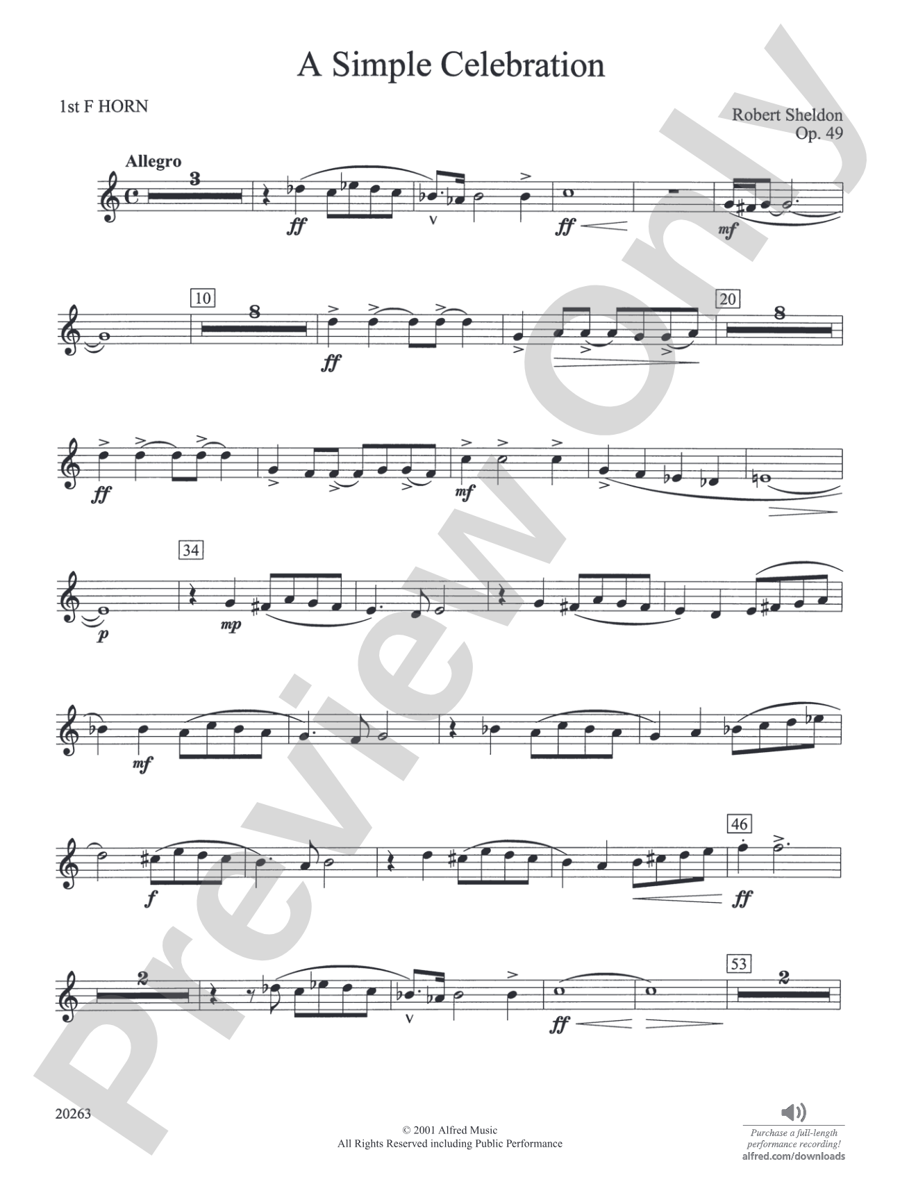 A Simple Celebration: 1st F Horn