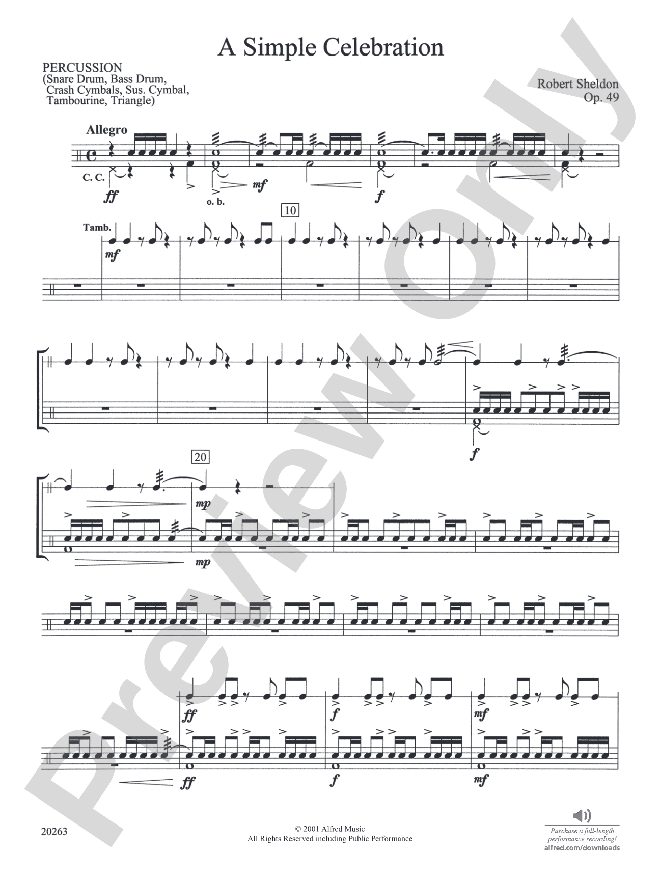 A Simple Celebration: 1st Percussion