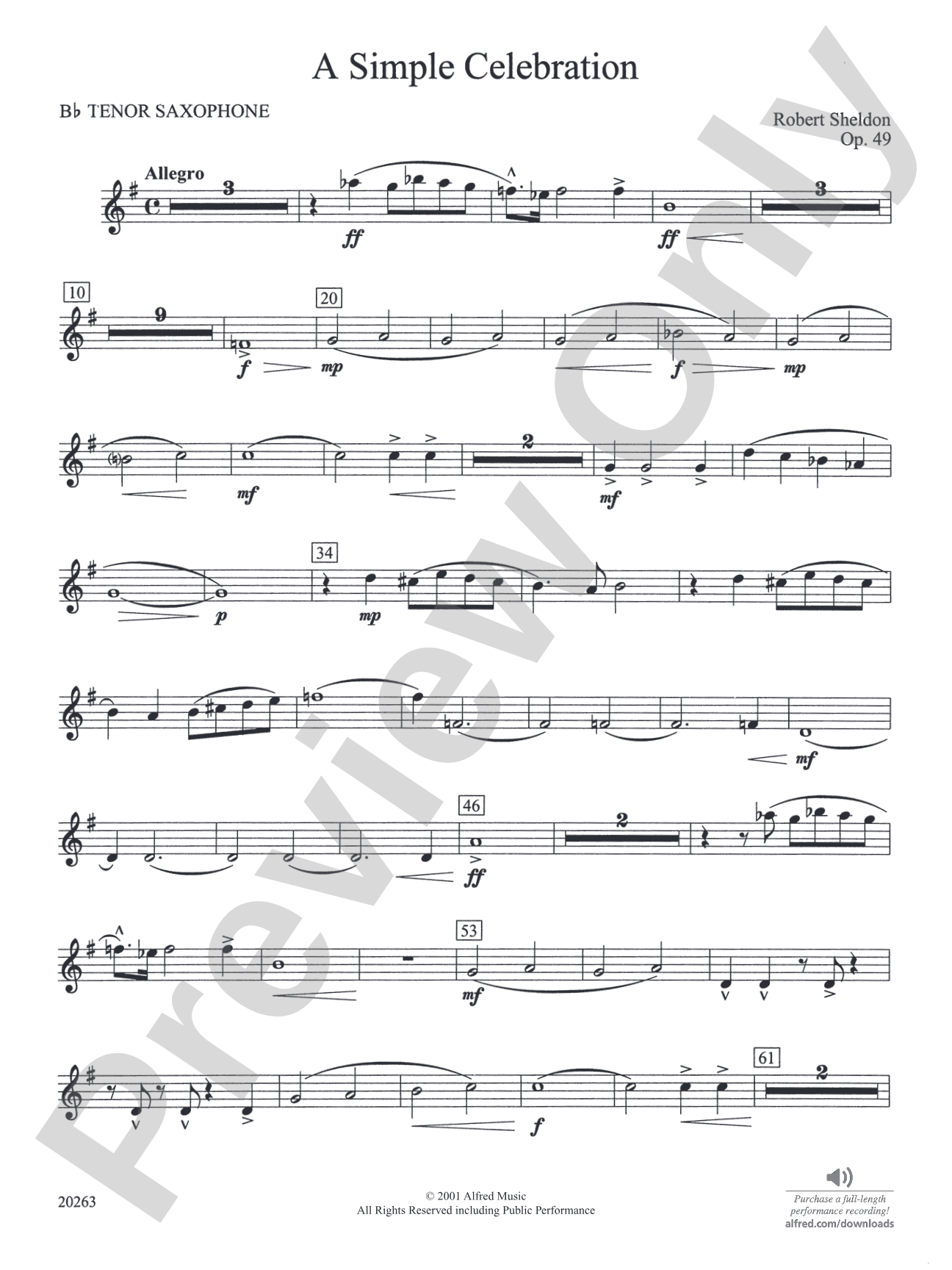 A Simple Celebration: B-flat Tenor Saxophone