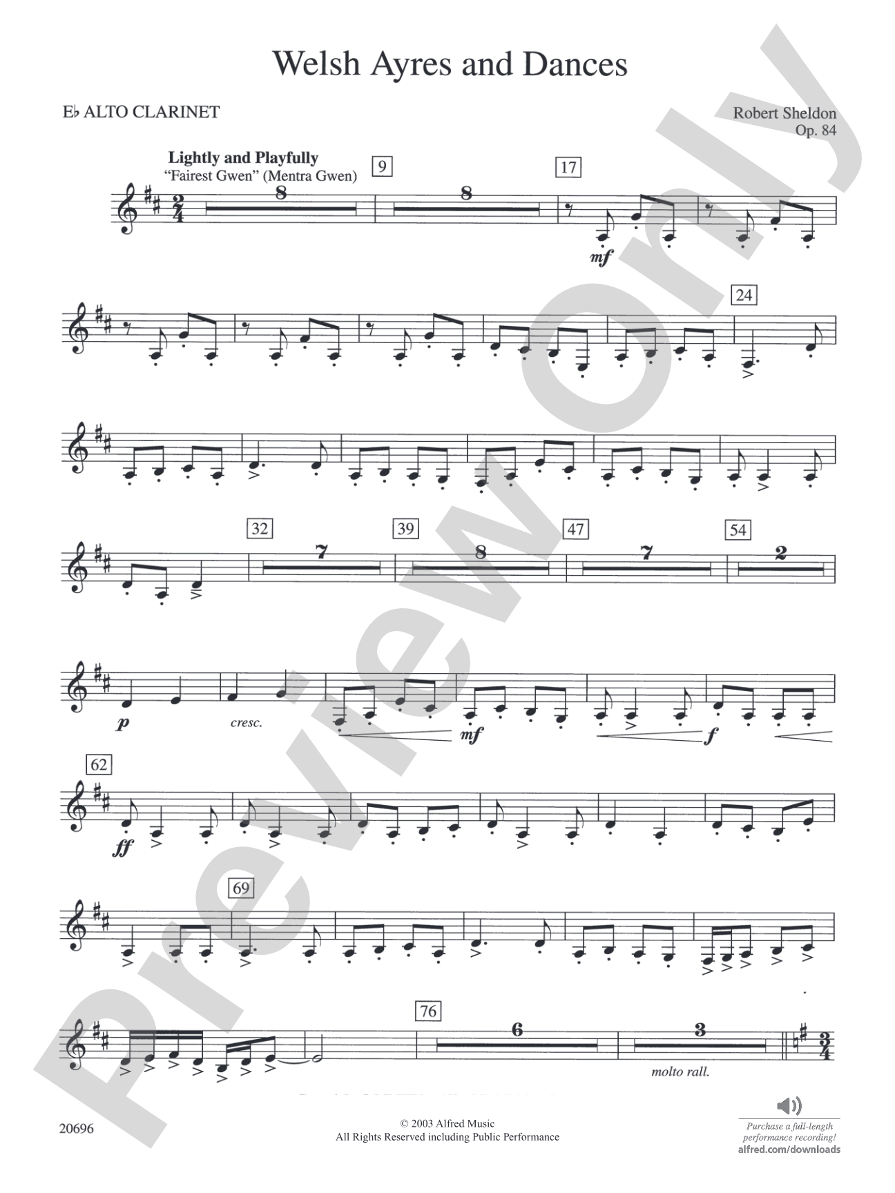 Welsh Ayres & Dances: E-flat Alto Clarinet