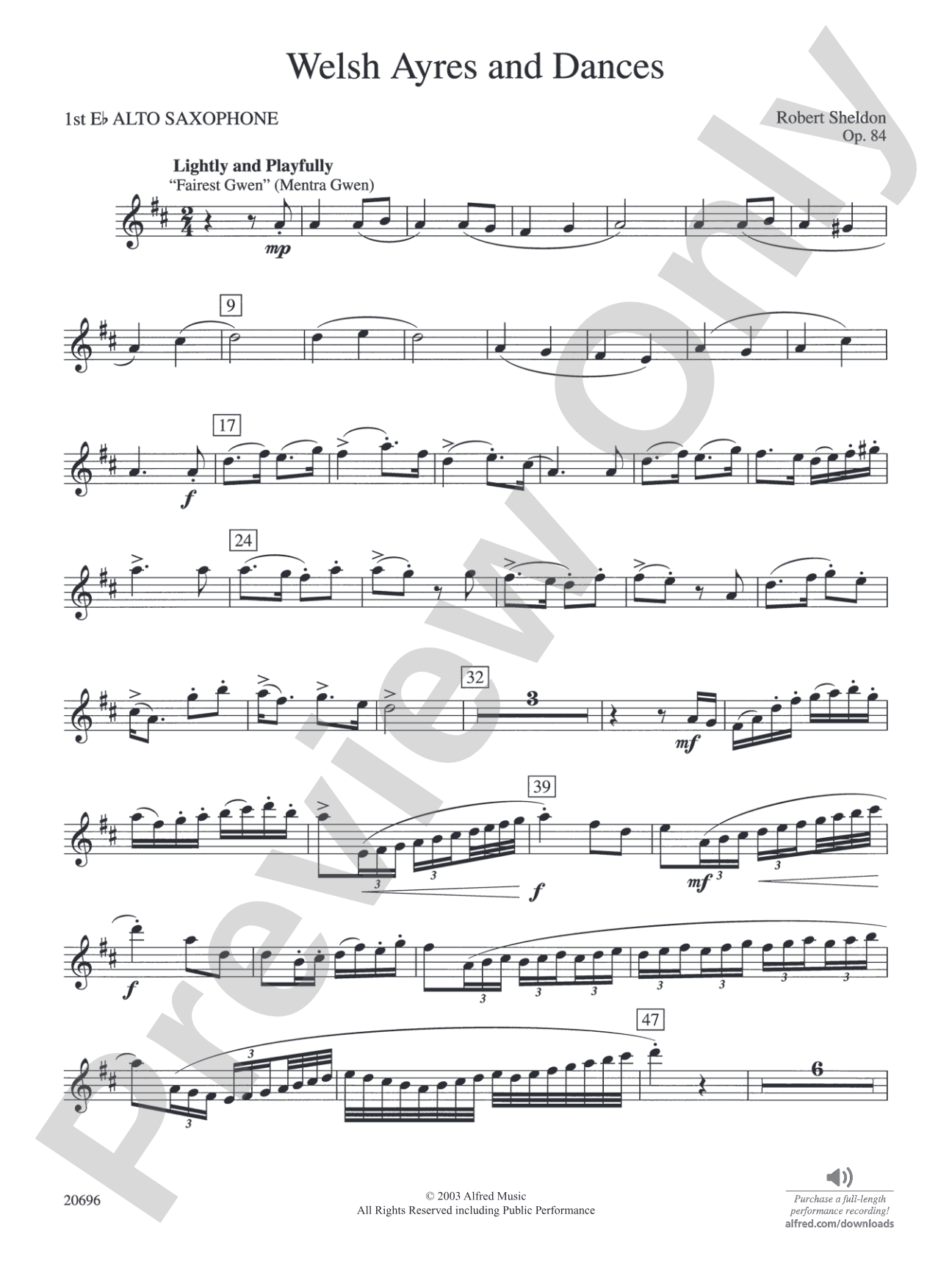 Welsh Ayres & Dances: E-flat Alto Saxophone