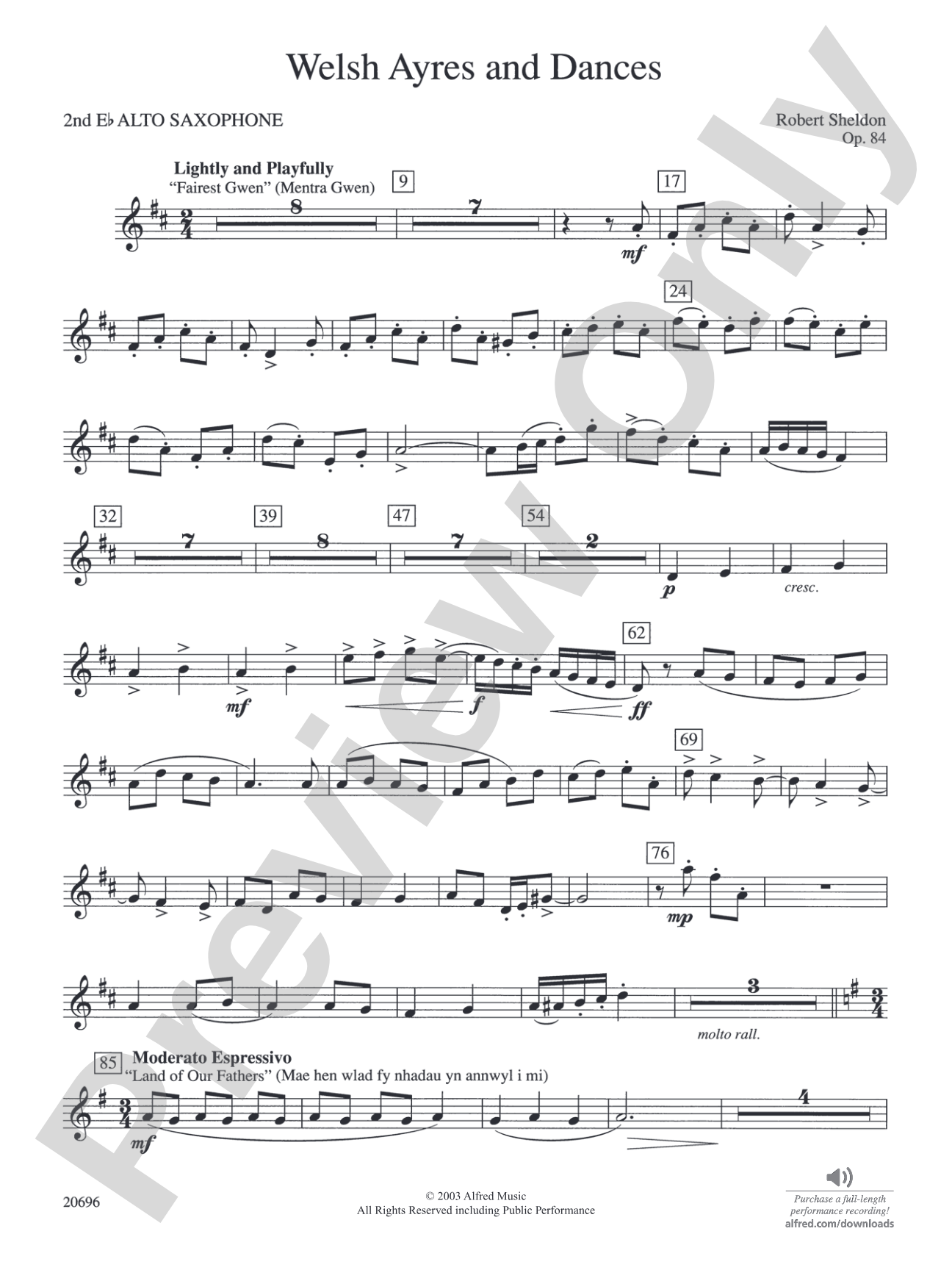 Welsh Ayres & Dances: 2nd E-flat Alto Saxophone
