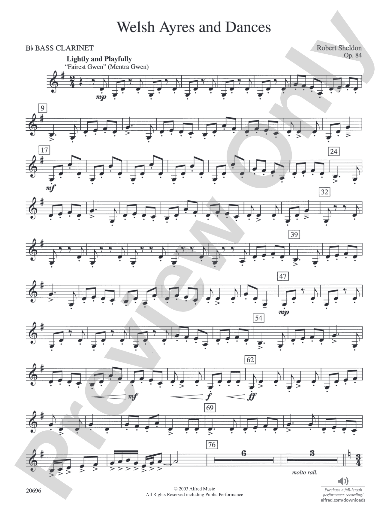 Welsh Ayres & Dances: B-flat Bass Clarinet
