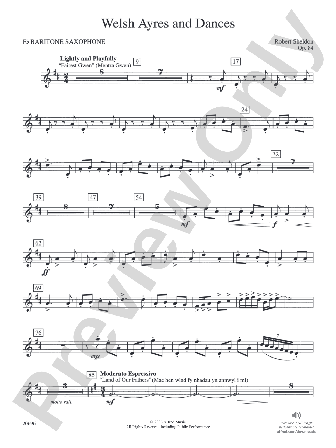 Welsh Ayres & Dances: E-flat Baritone Saxophone