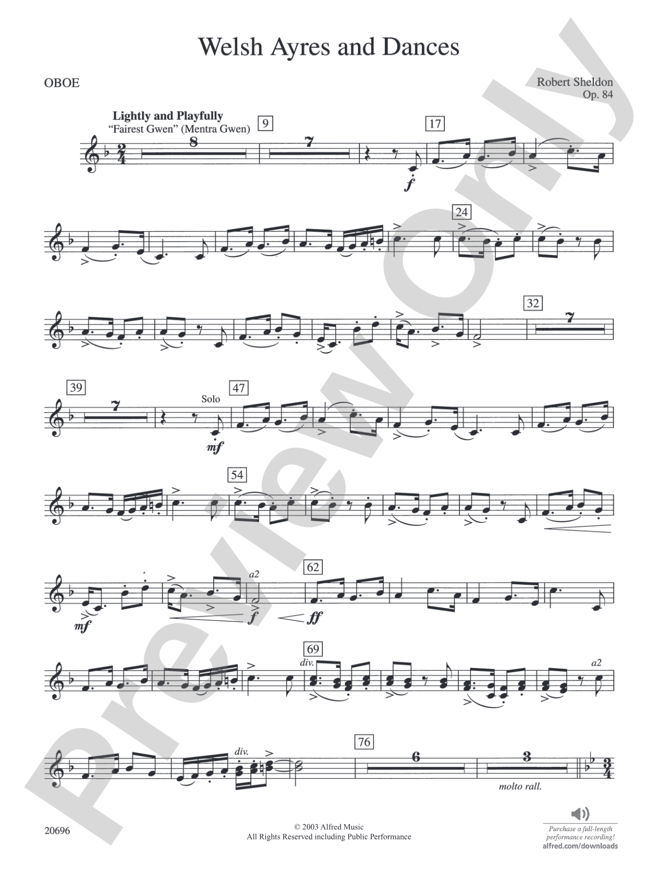 Welsh Ayres & Dances: Oboe