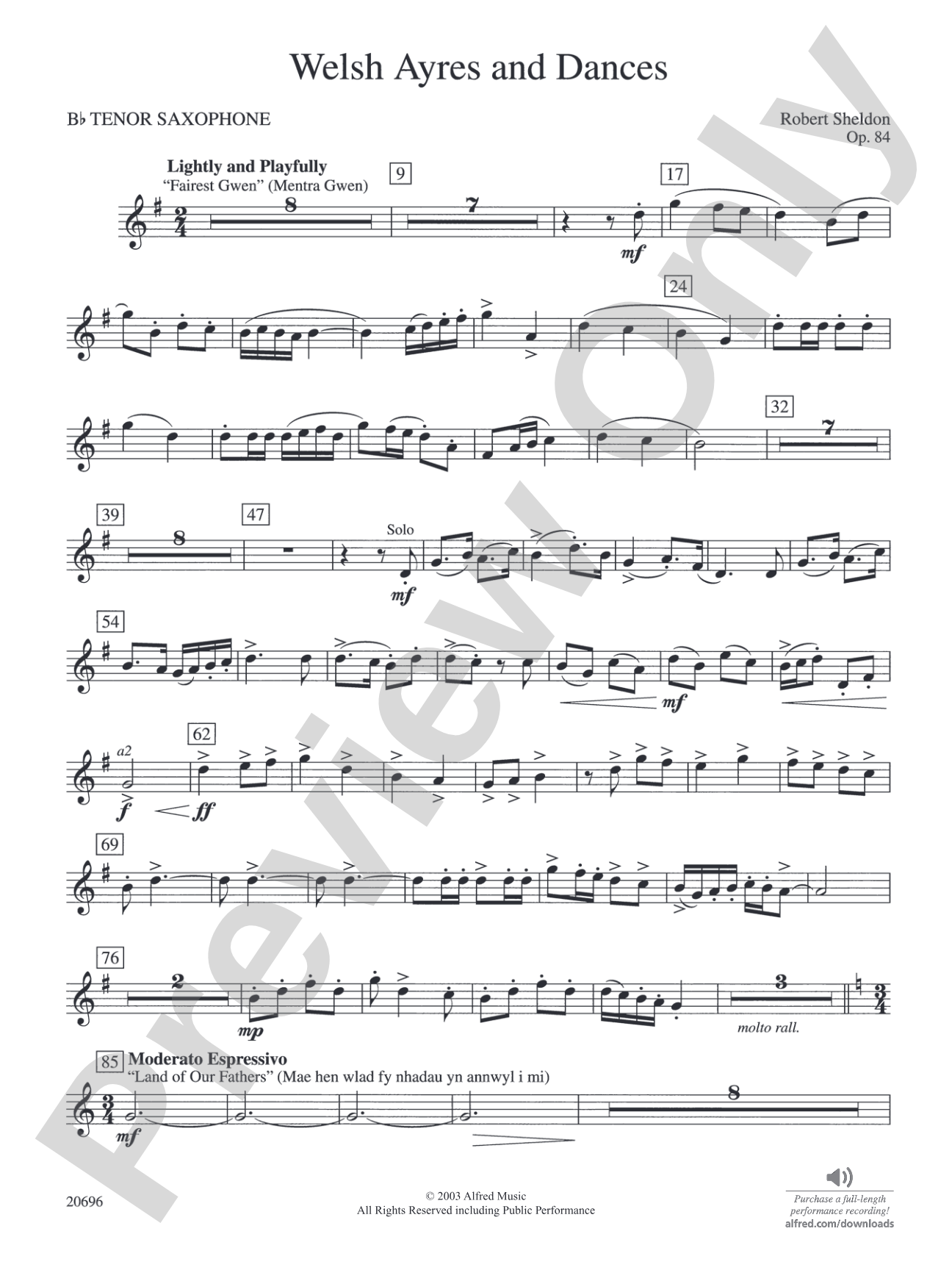 Welsh Ayres & Dances: B-flat Tenor Saxophone