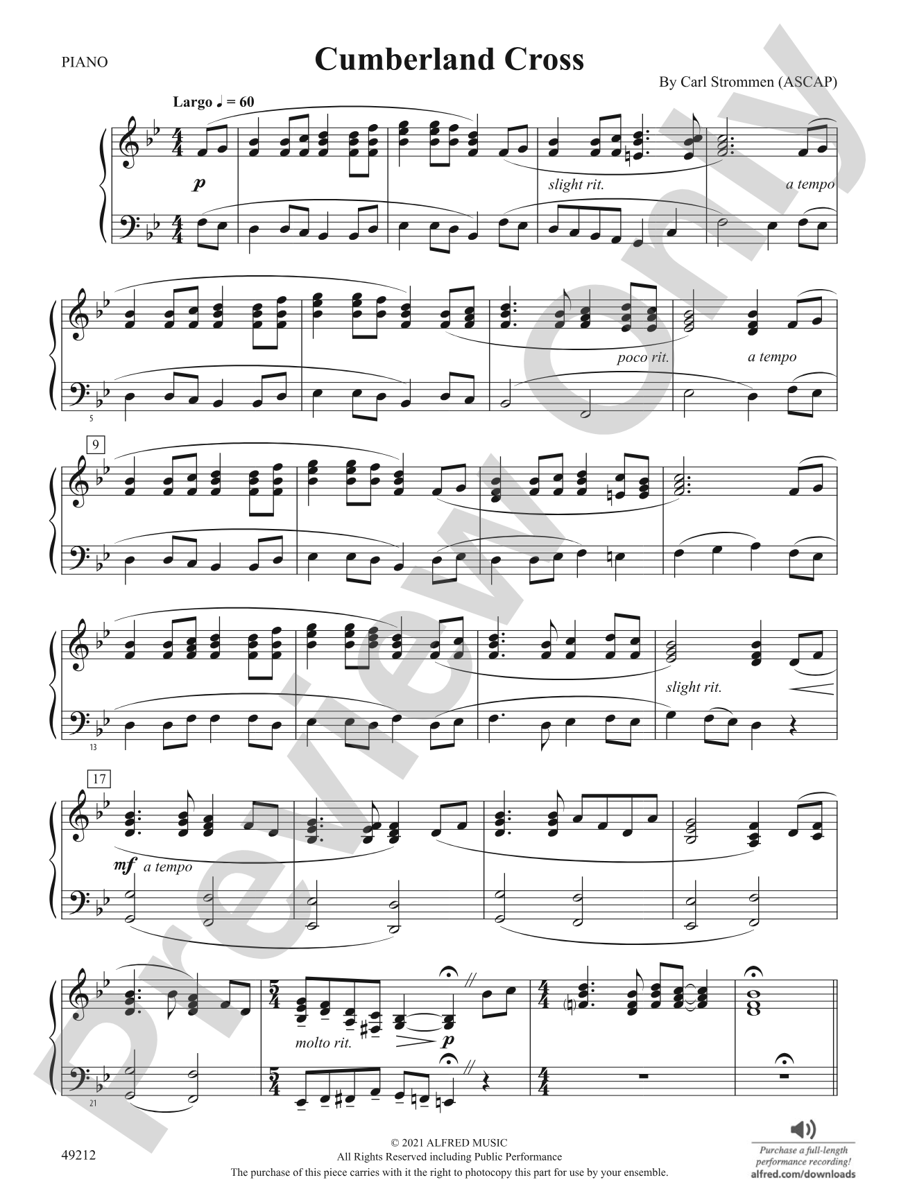 Cumberland Cross: Piano Accompaniment