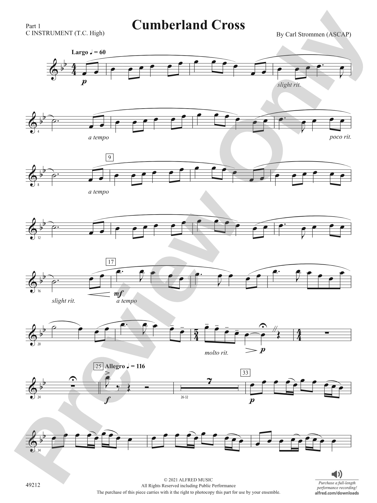 Cumberland Cross: Part 1 - C Instruments (T.C. High)