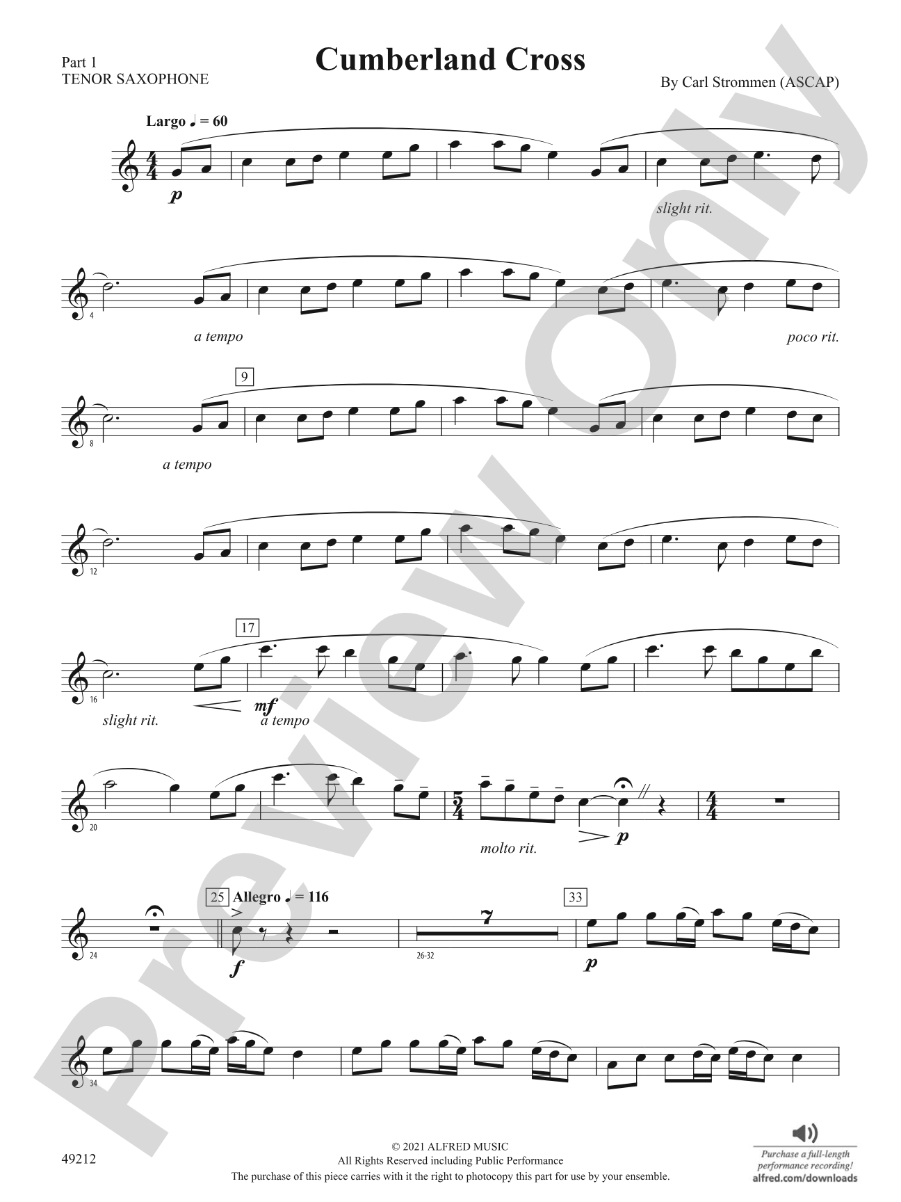 Cumberland Cross: Part 1 - Tenor Saxophone