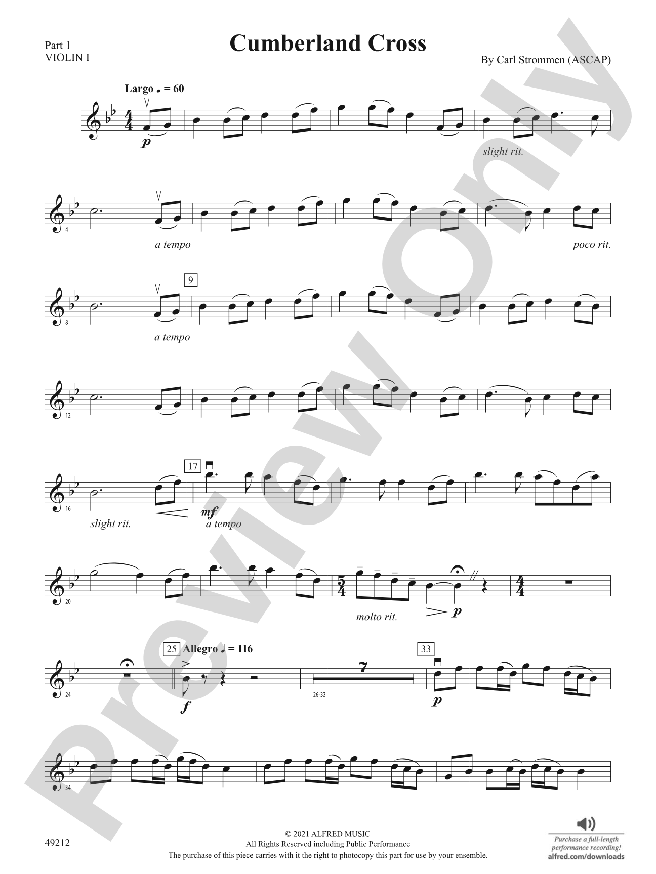 Cumberland Cross: Part 1 - Violin I