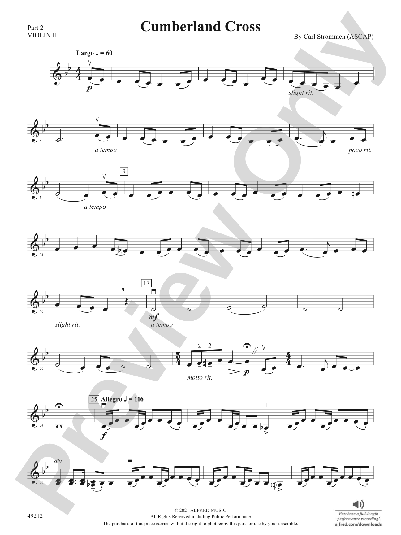 Cumberland Cross: Part 2 - Violin I