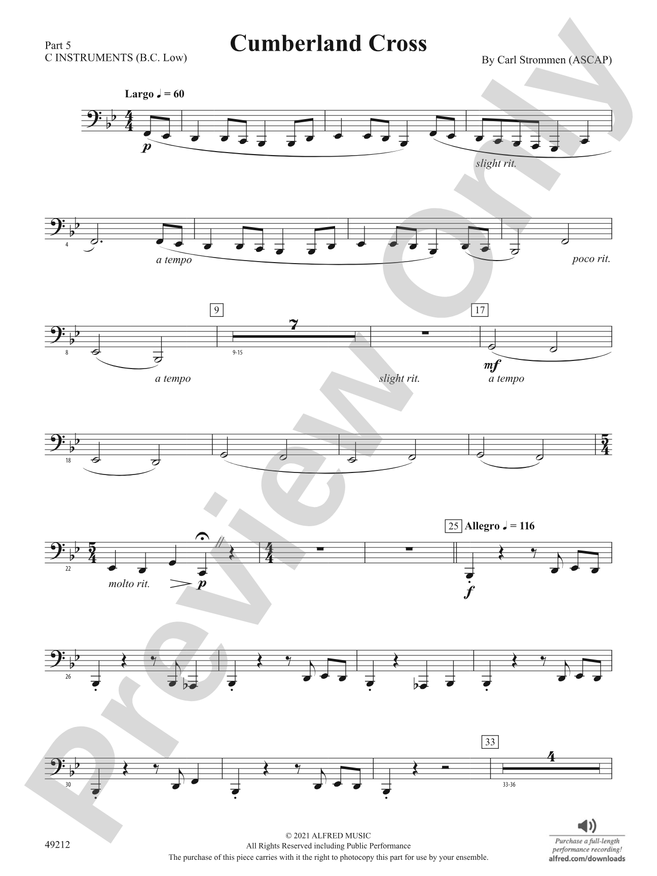 Cumberland Cross: Part 5 - C Instruments (B.C. Low)