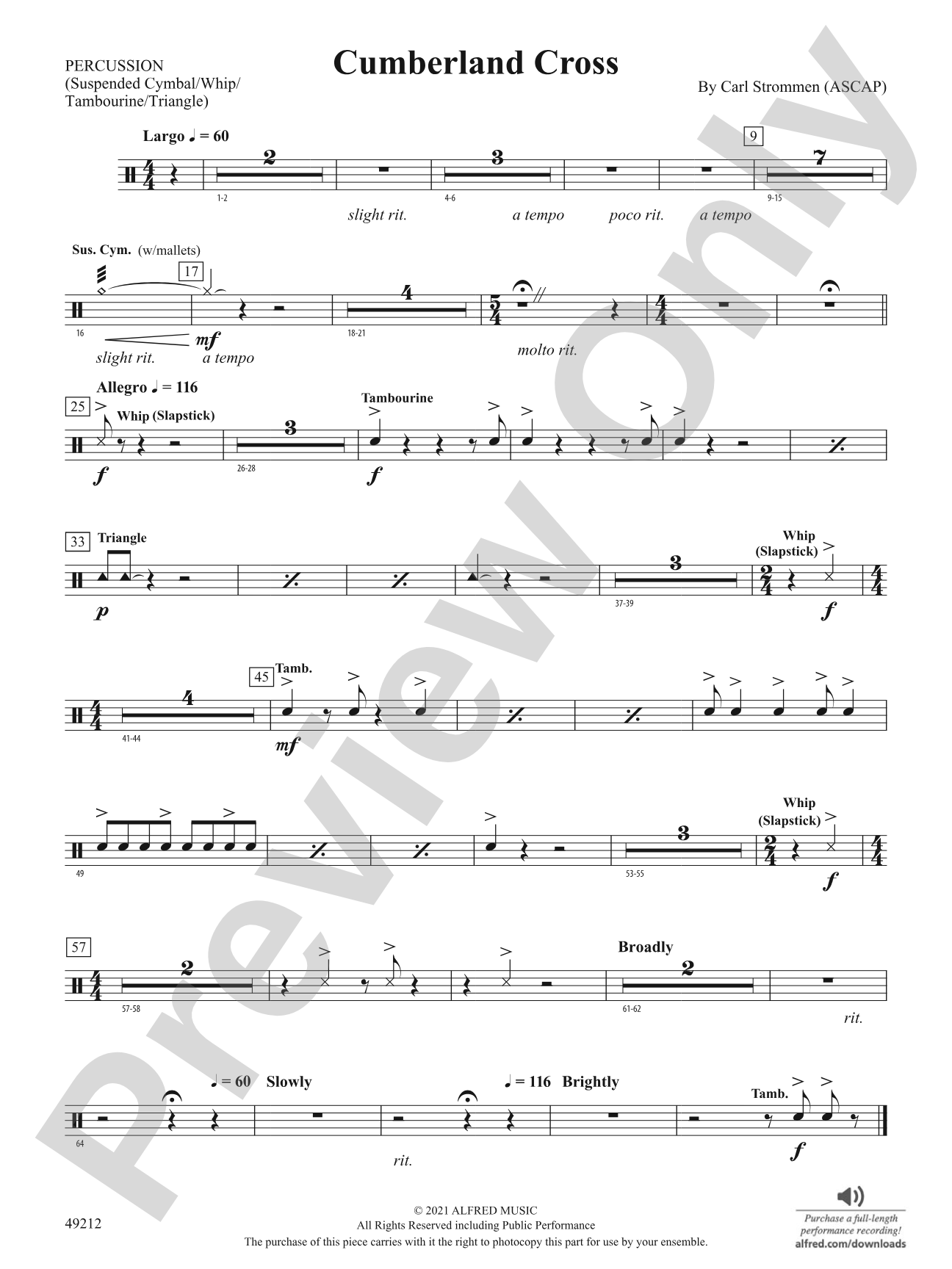 Cumberland Cross: 1st Percussion