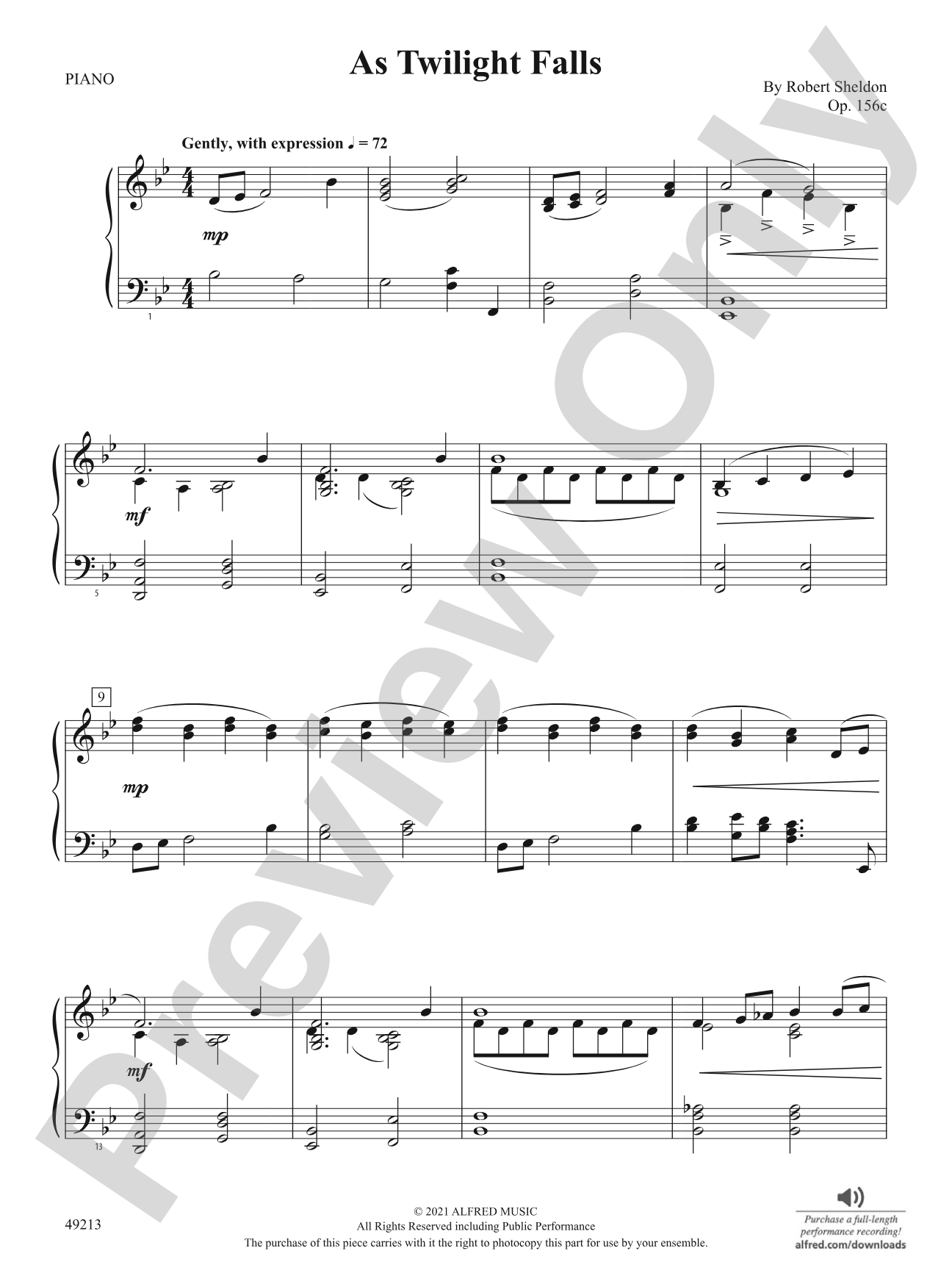 As Twilight Falls: Piano Accompaniment