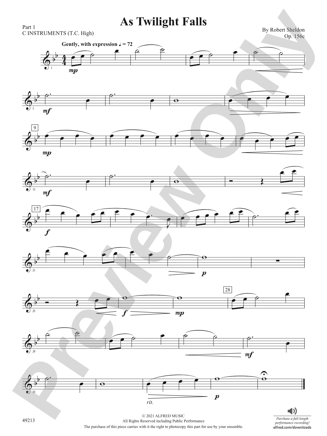 As Twilight Falls: Part 1 - C Instruments (T.C. High)