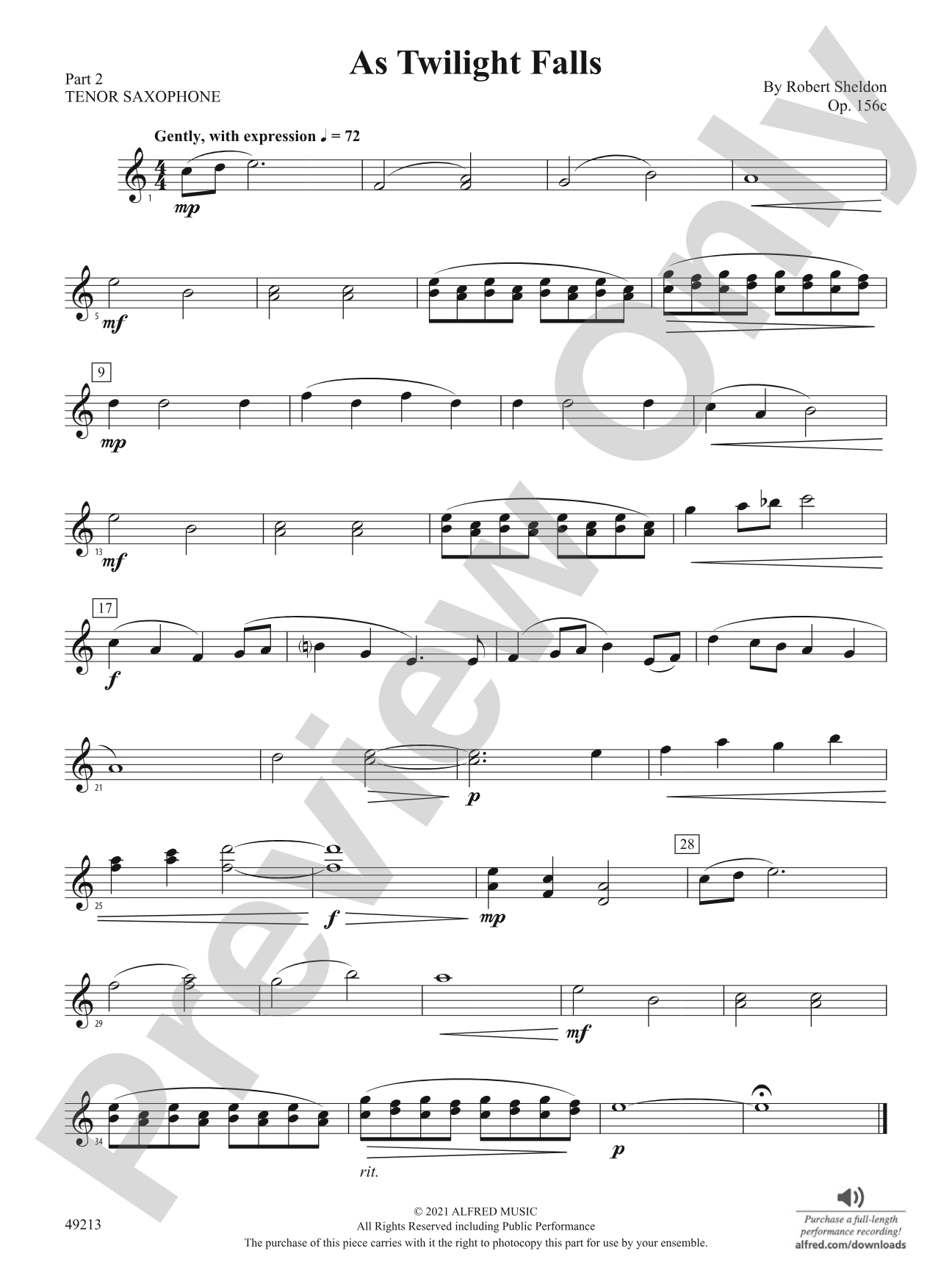 As Twilight Falls: Part 2 - Tenor Saxophone