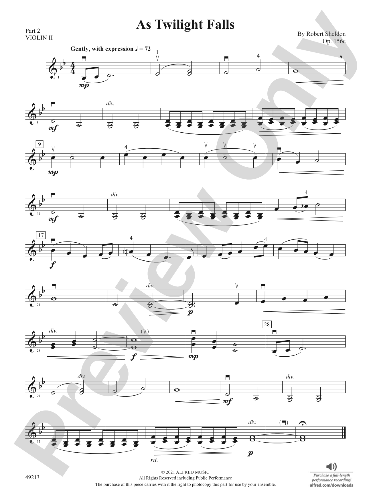 As Twilight Falls: Part 2 - Violin I