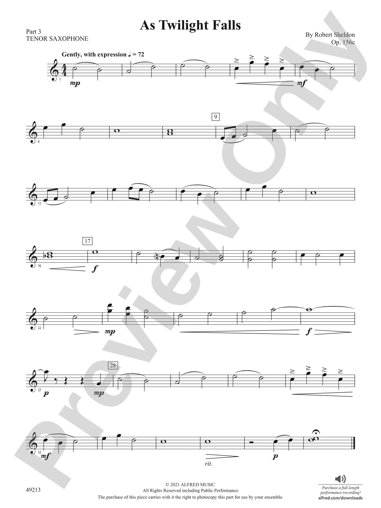 As Twilight Falls: Part 3 - Tenor Saxophone