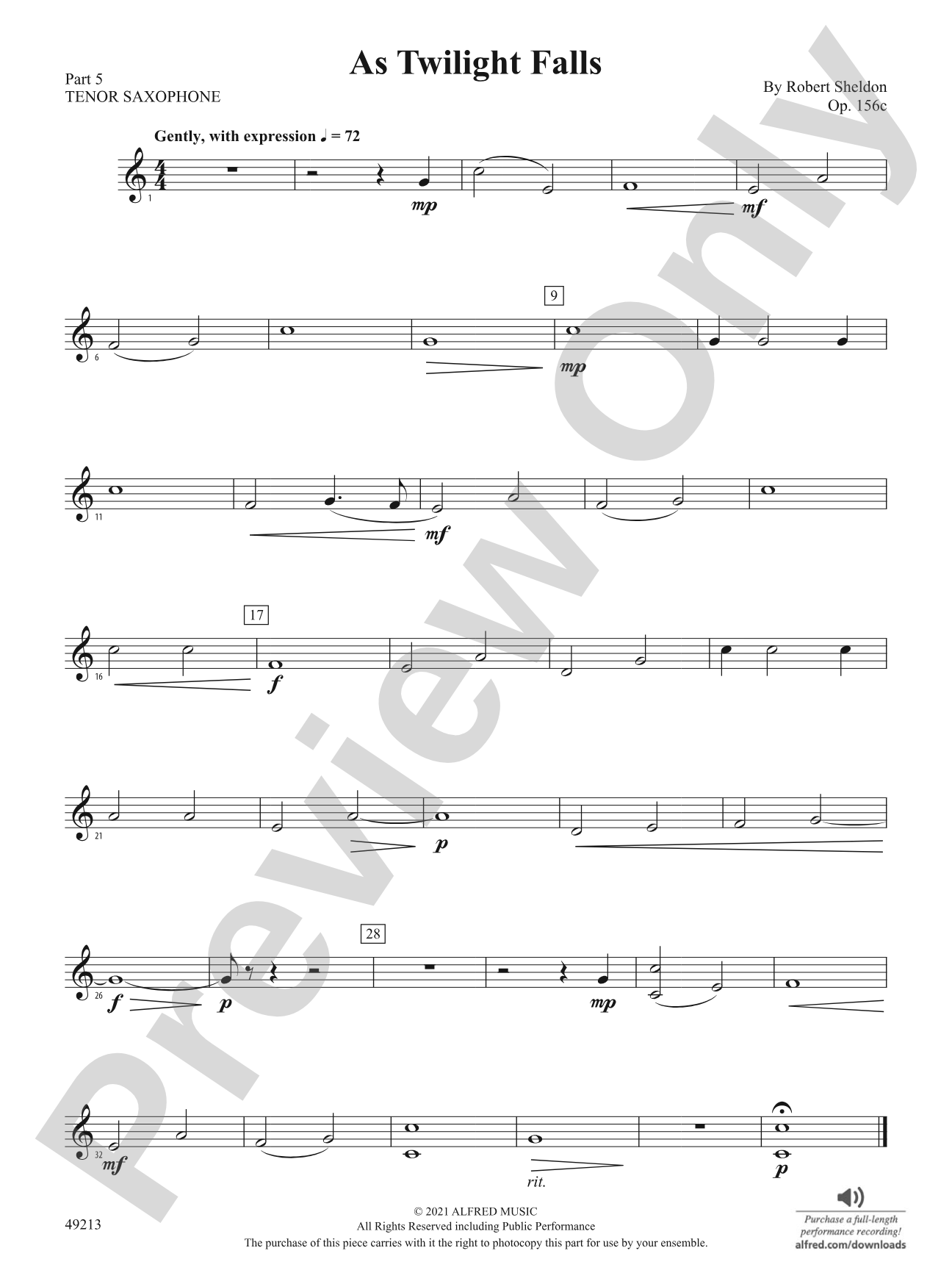 As Twilight Falls: Part 5 - Tenor Saxophone
