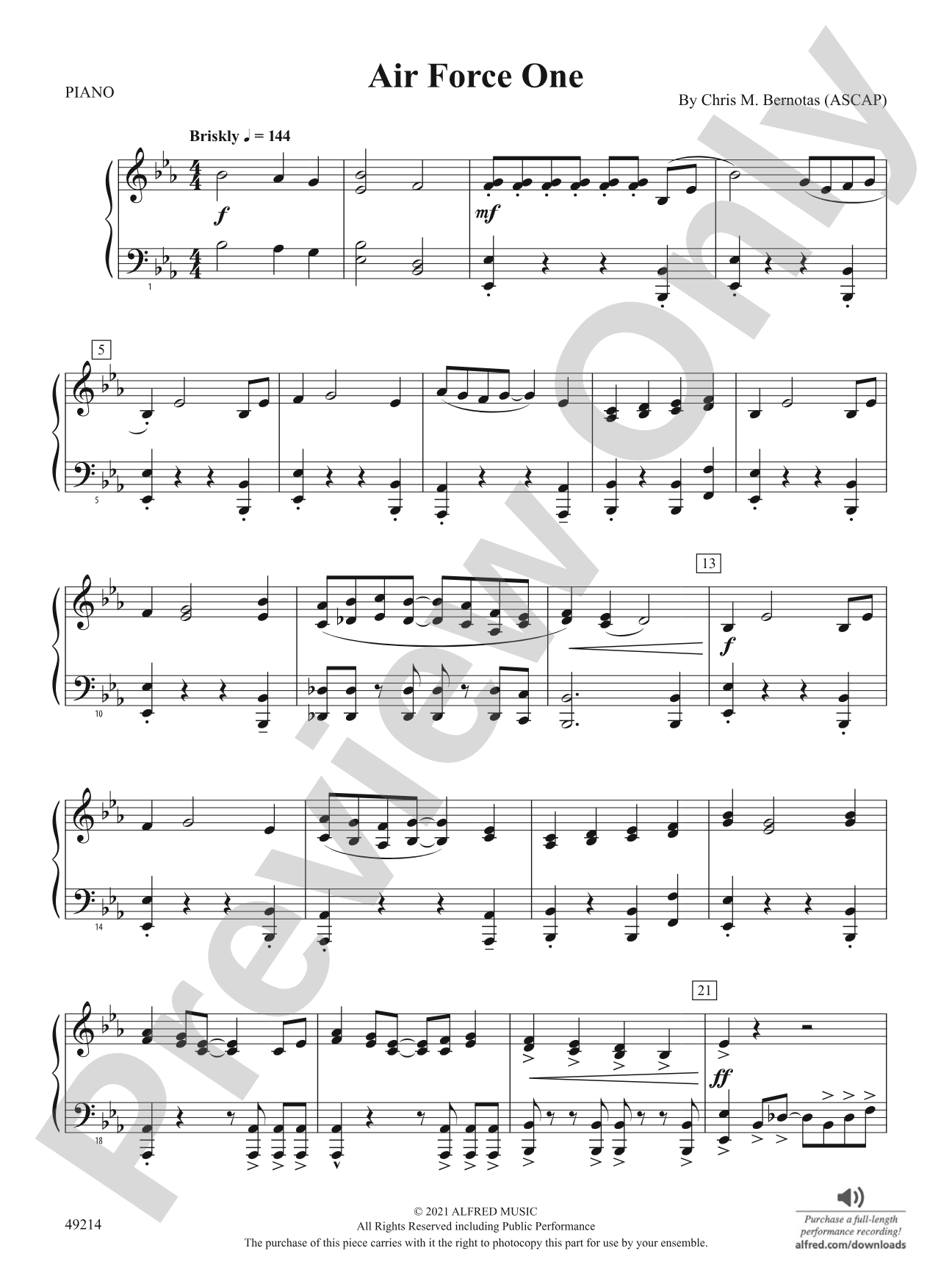 Air Force One: Piano Accompaniment