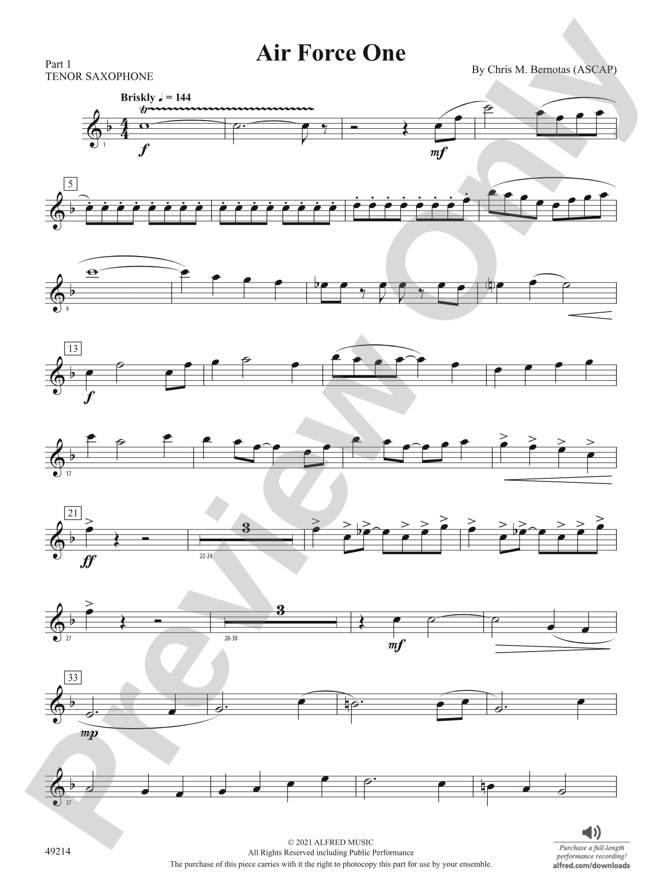 Air Force One: Part 1 - Tenor Saxophone