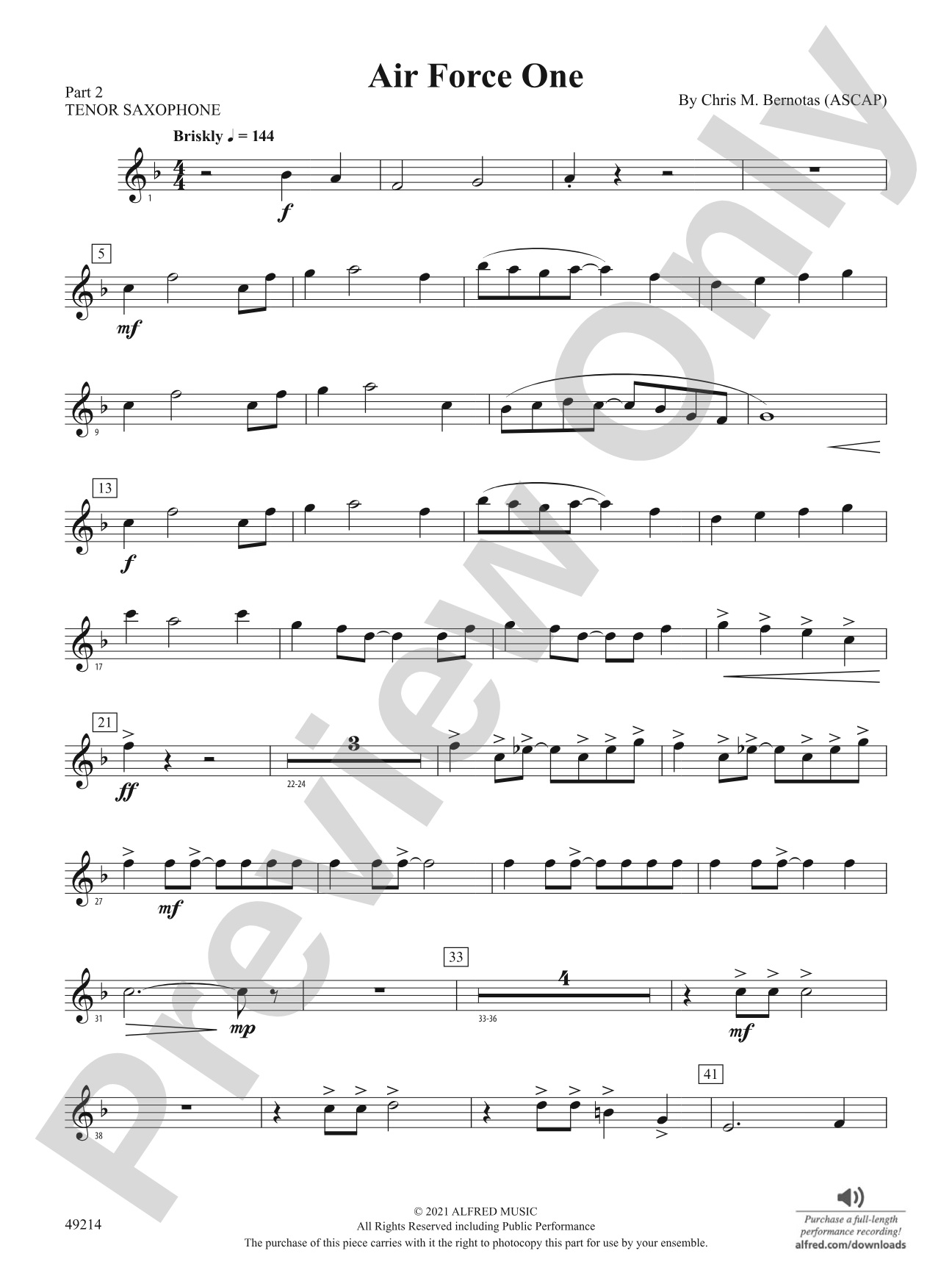 Air Force One: Part 2 - Tenor Saxophone