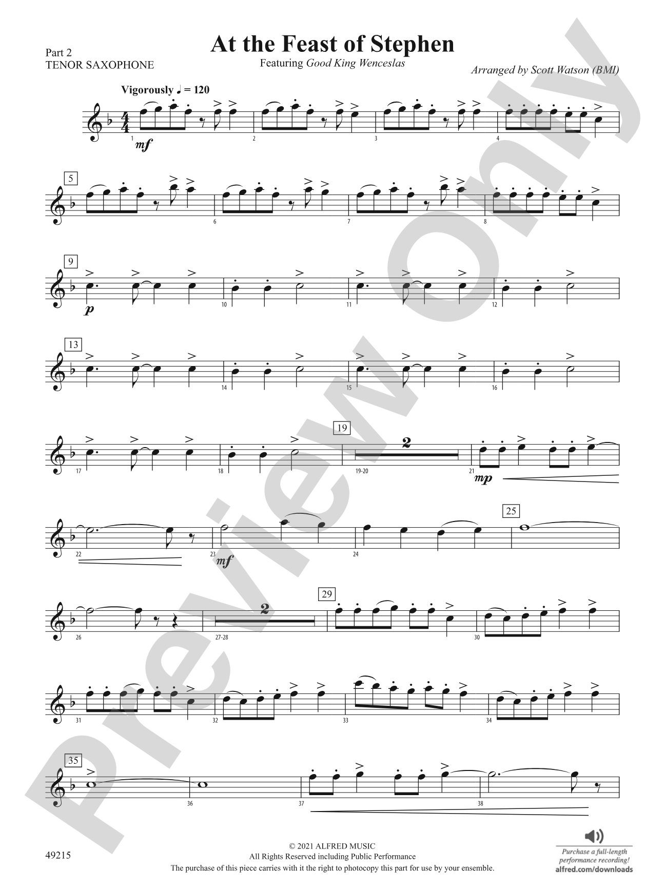 At the Feast of Stephen: Part 2 - Tenor Saxophone