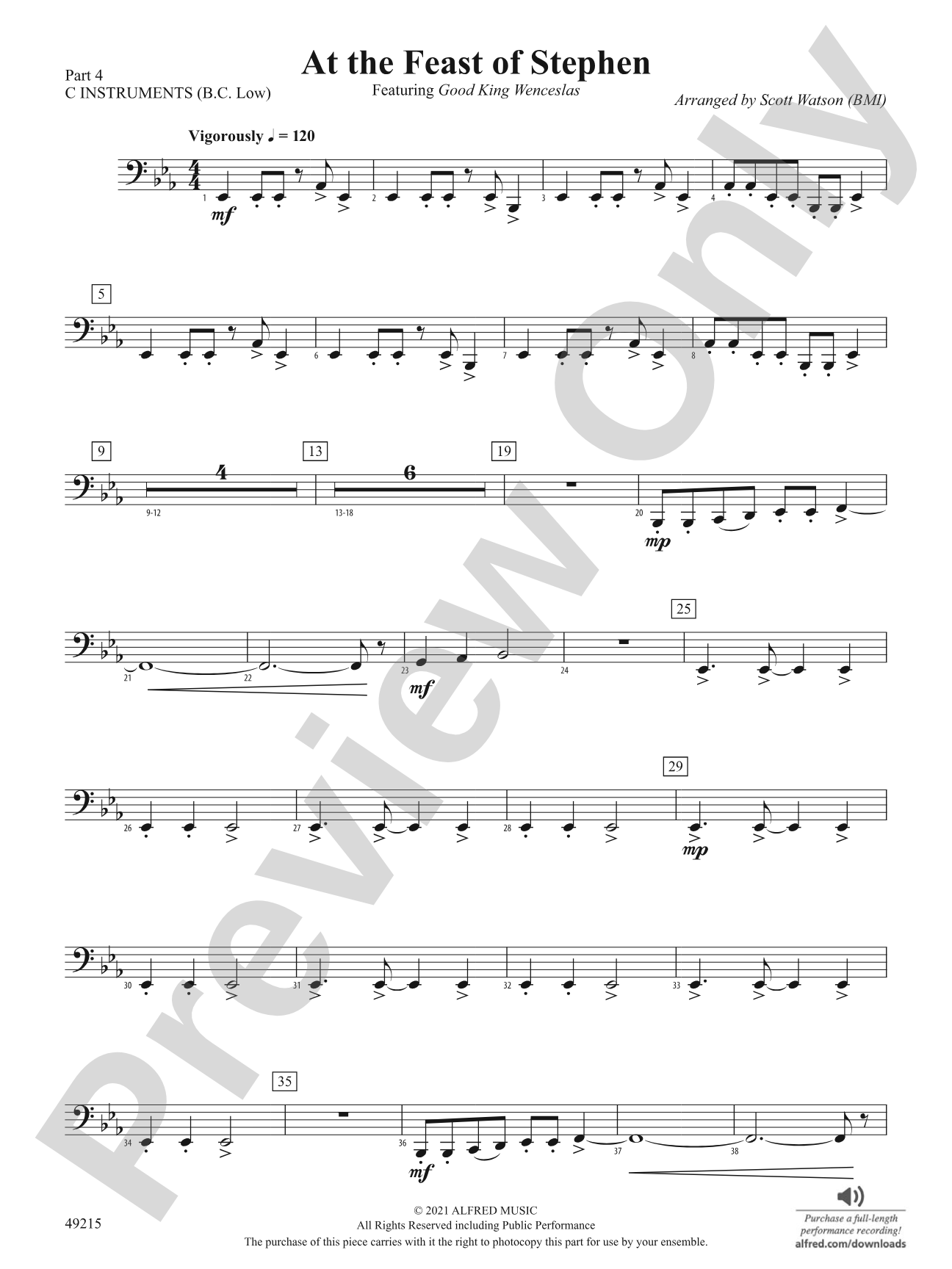At the Feast of Stephen: Part 4 - C Instruments (B.C. Low)